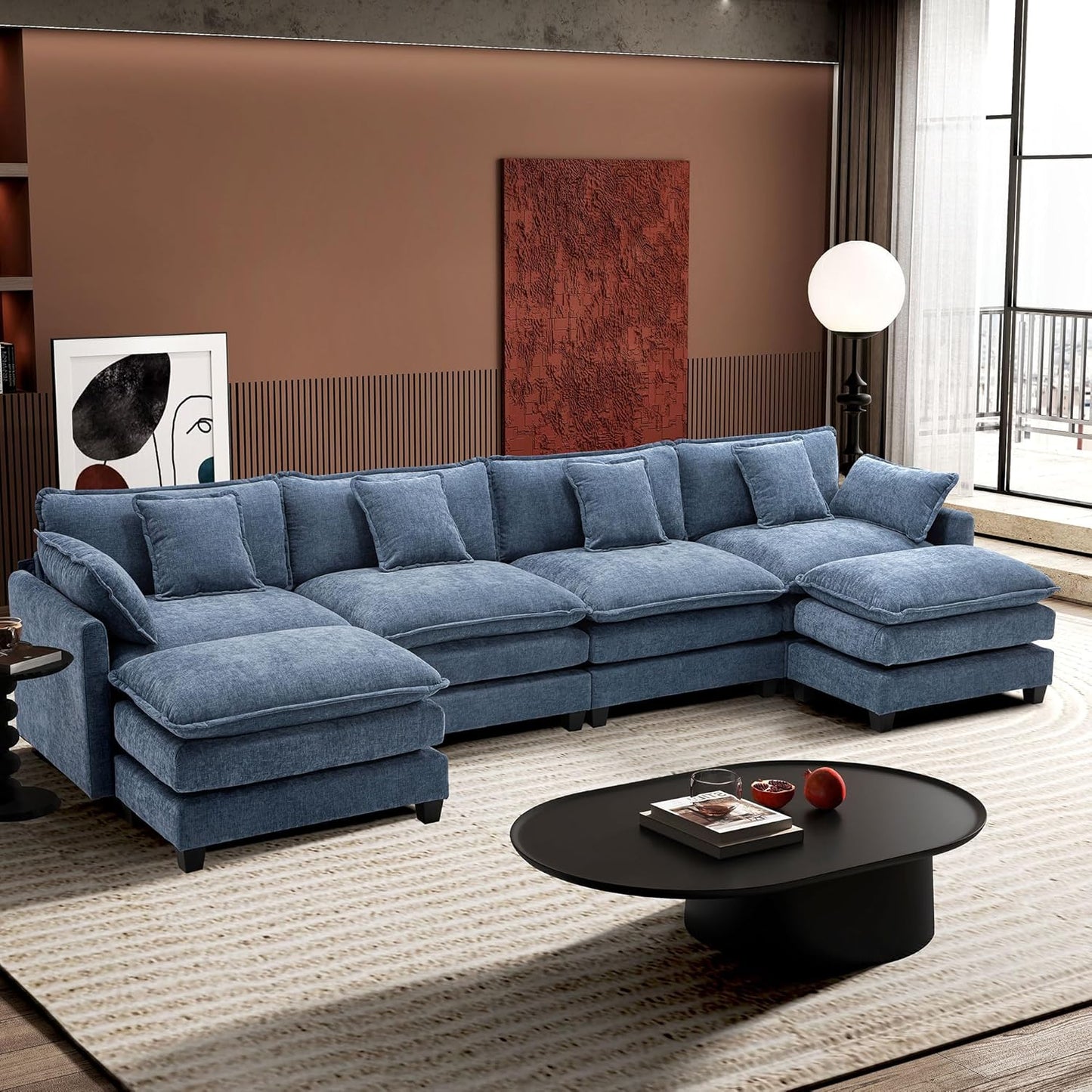 146" U-Shaped Modern Sofa Modular Sectional Cloud Couch