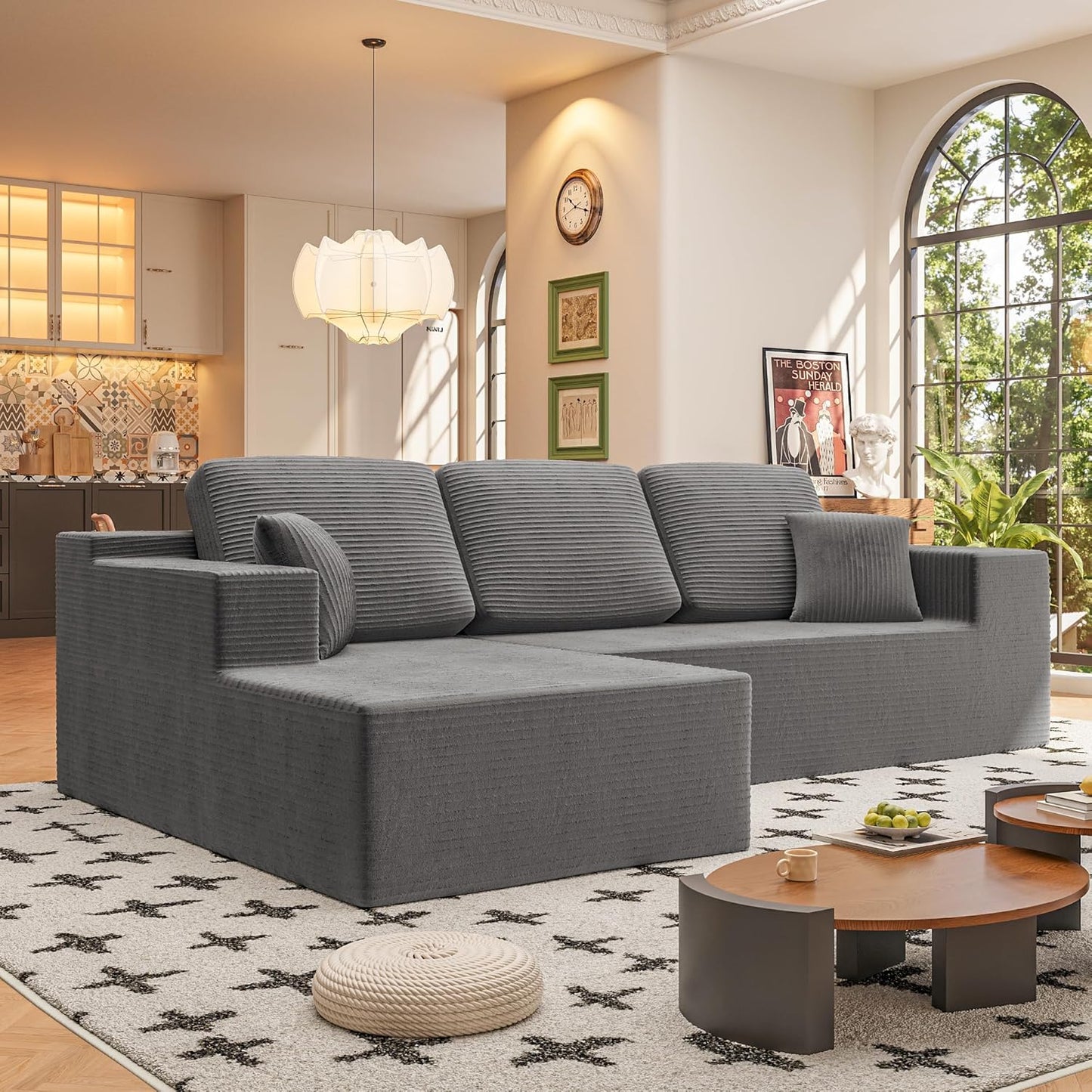 108" Modular Sectional Sofa Boneless Couch with L-Shape Chaise