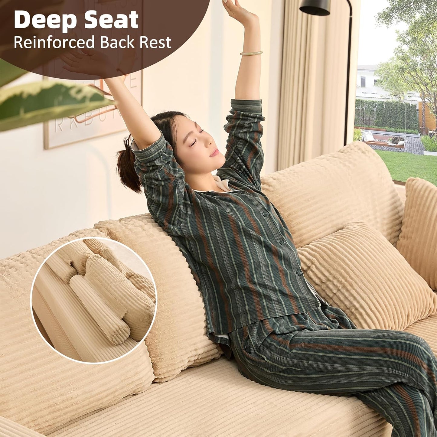 107" Boneless Couch with Deep Seat Cloud Sectional Couch for Living Room