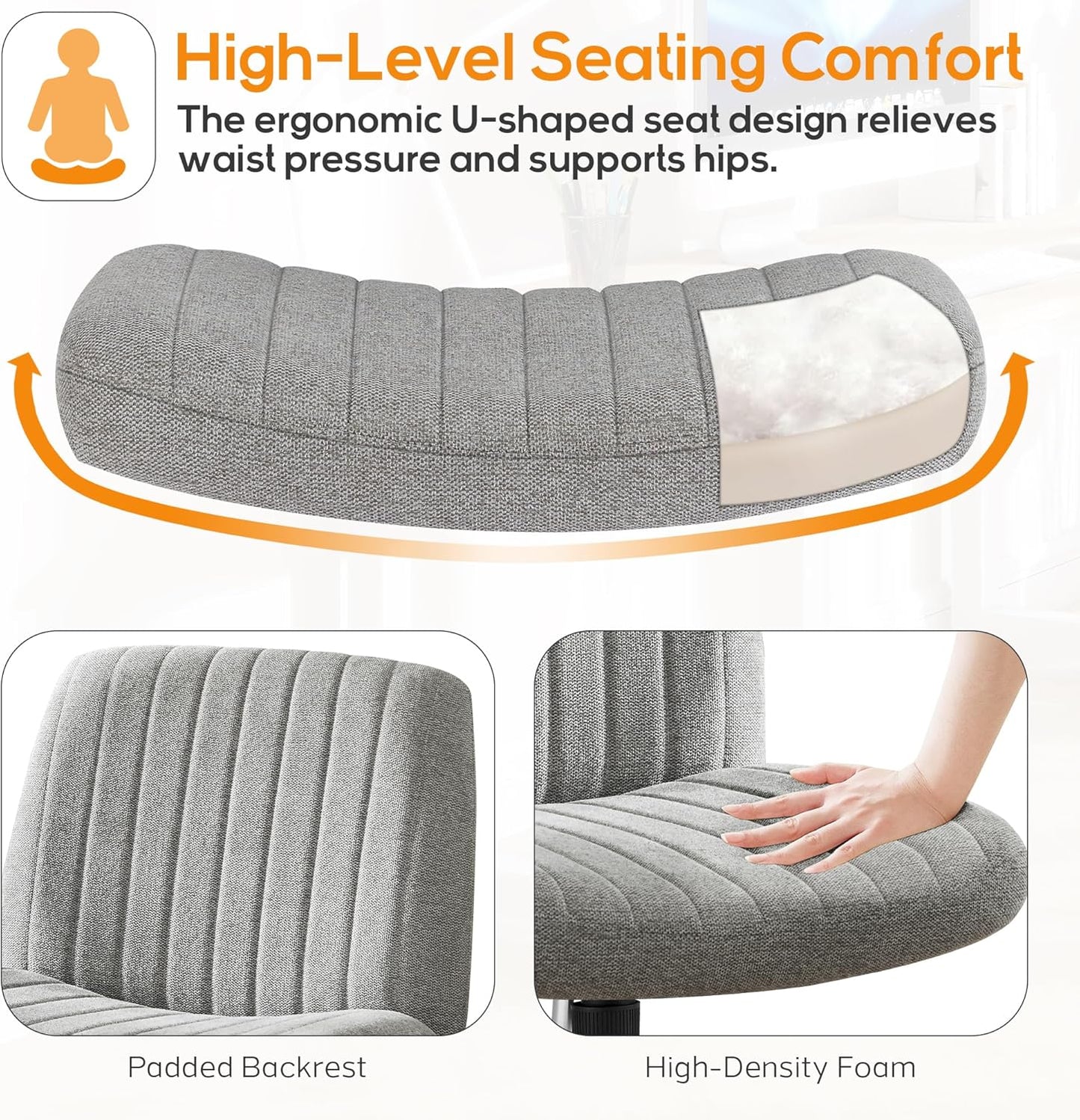 DUMOS Criss Cross Chair Legged Office Wide Comfy Desk Seat