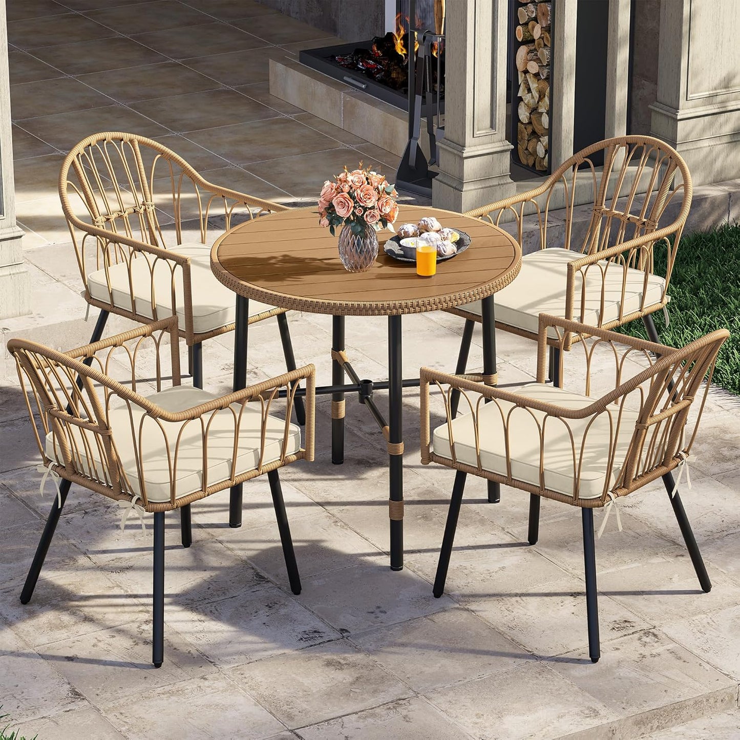 YITAHOME 5 Pieces Outdoor Patio Dining Table Chair Set