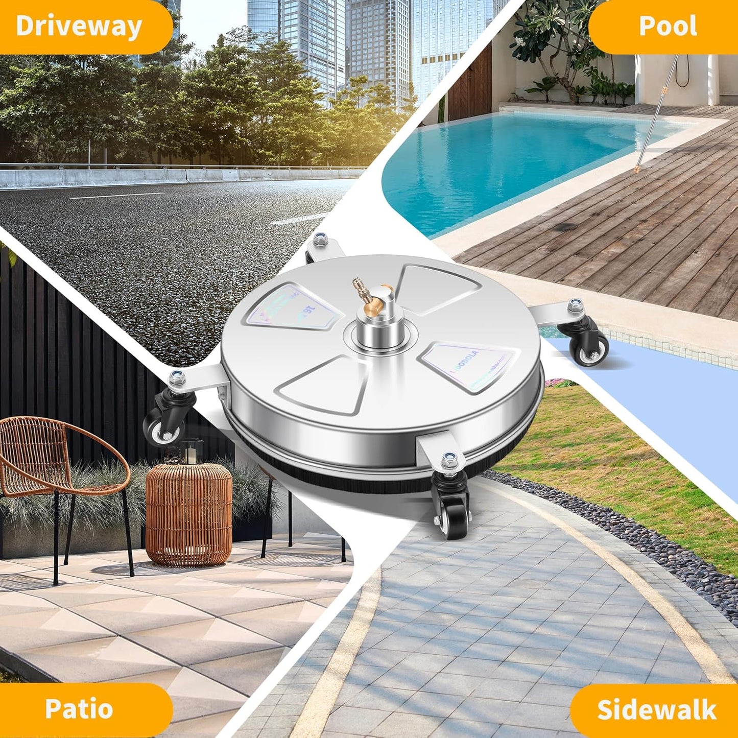 14" Pressure Washer Surface Cleaner with 4 Wheels