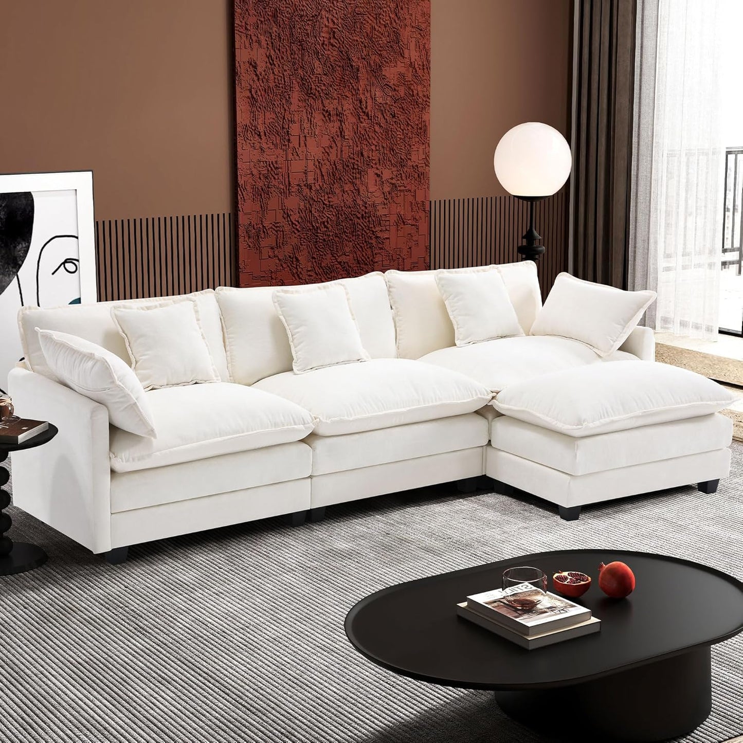 146" U-Shaped Modern Sofa Modular Sectional Cloud Couch