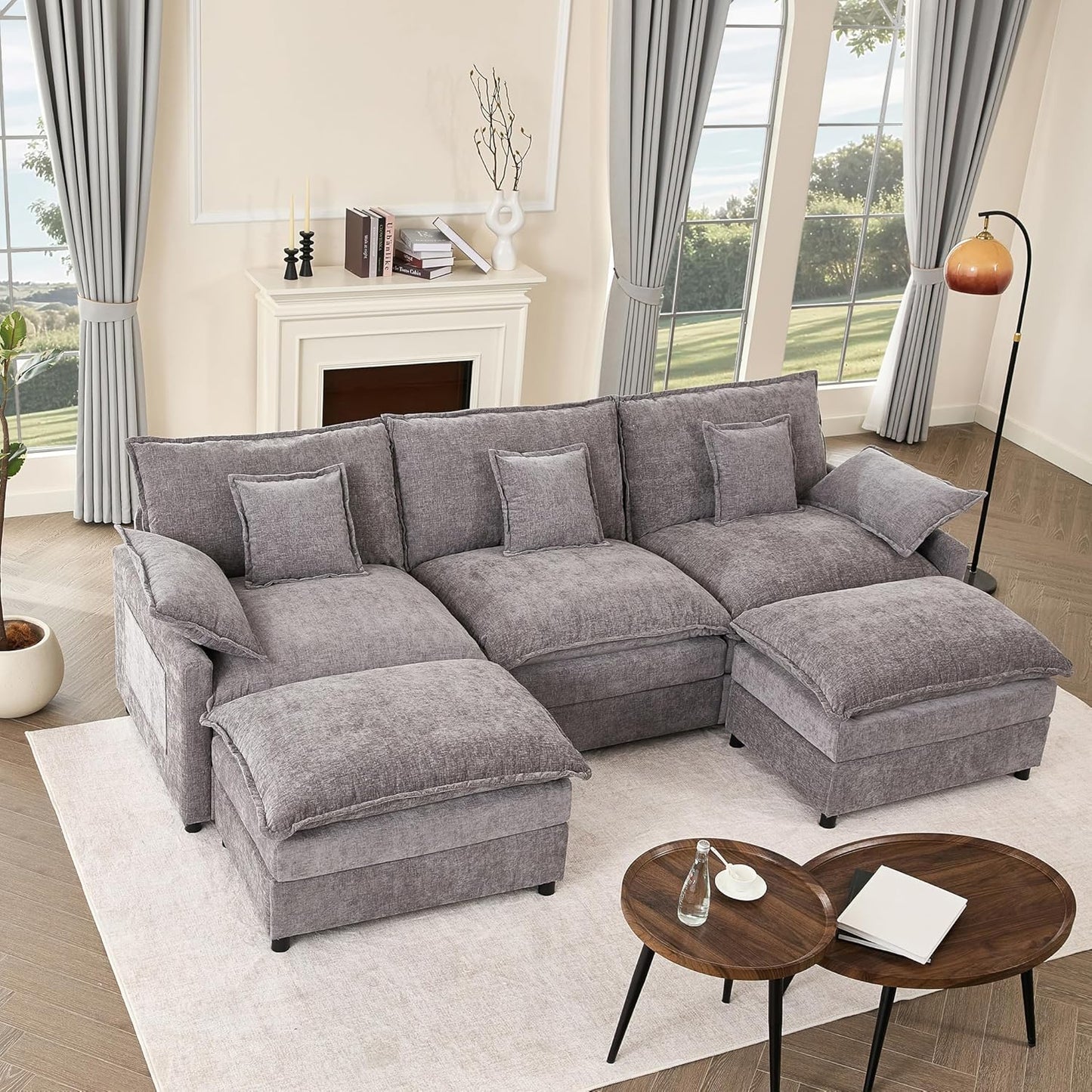 108" U Shaped Couch Modular Sectional Sofa
