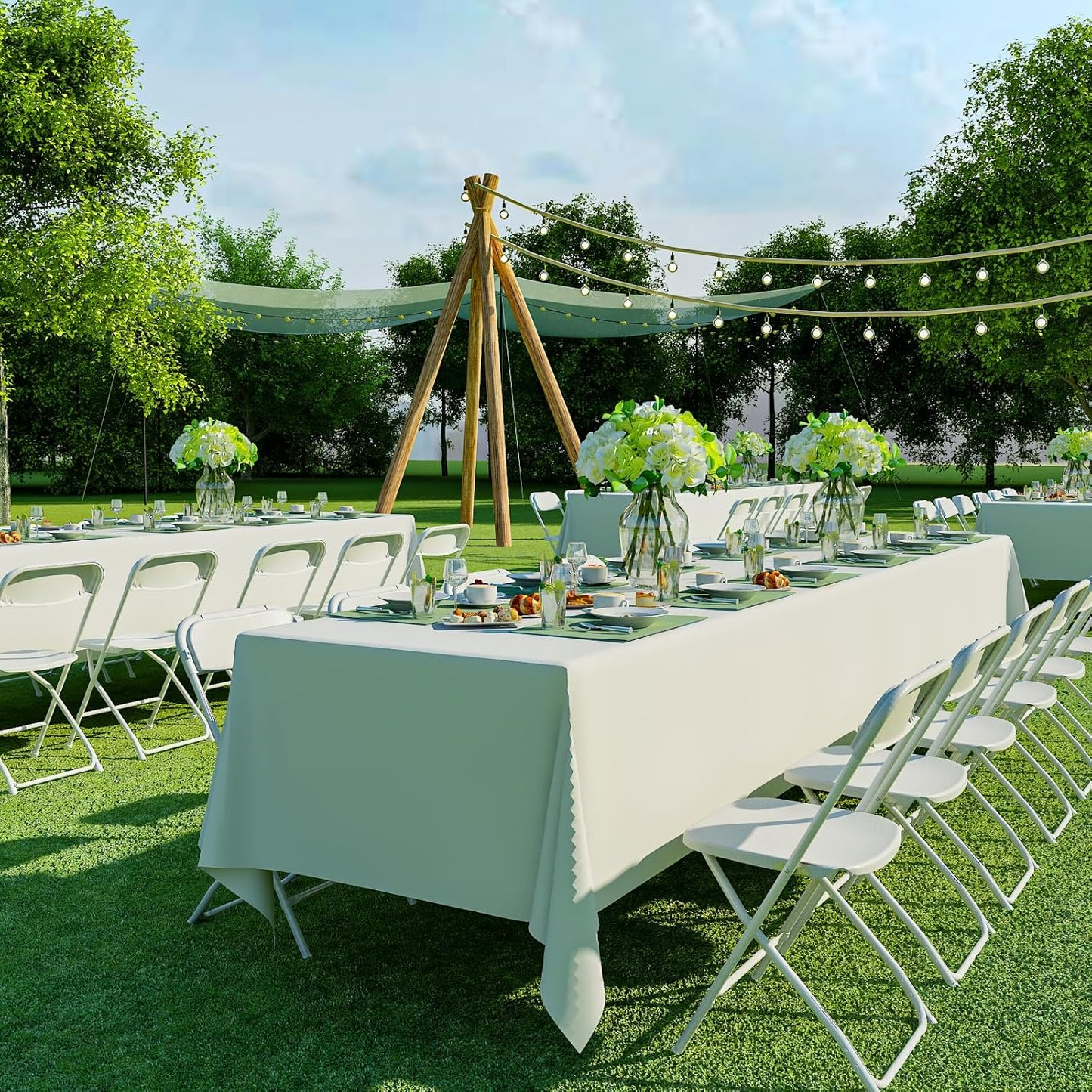10 Pack White Folding Chairs Portable Party Chairs