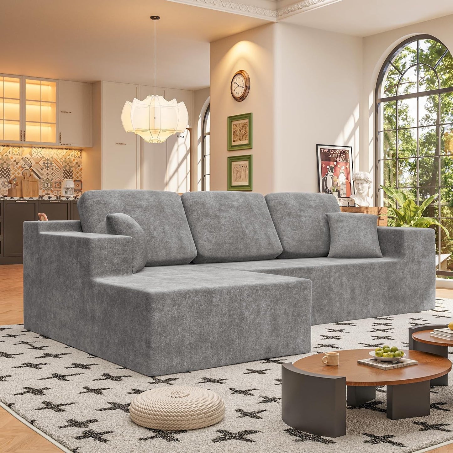 108" Modular Sectional Sofa Boneless Couch with L-Shape Chaise