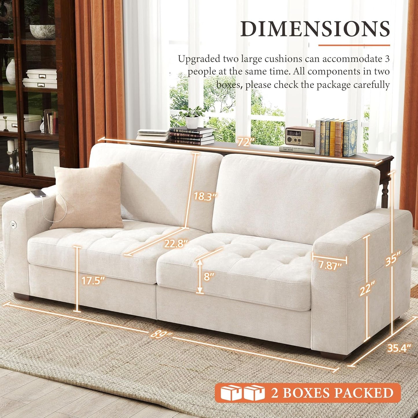 146" U-Shaped Modern Sofa Modular Sectional Cloud Couch