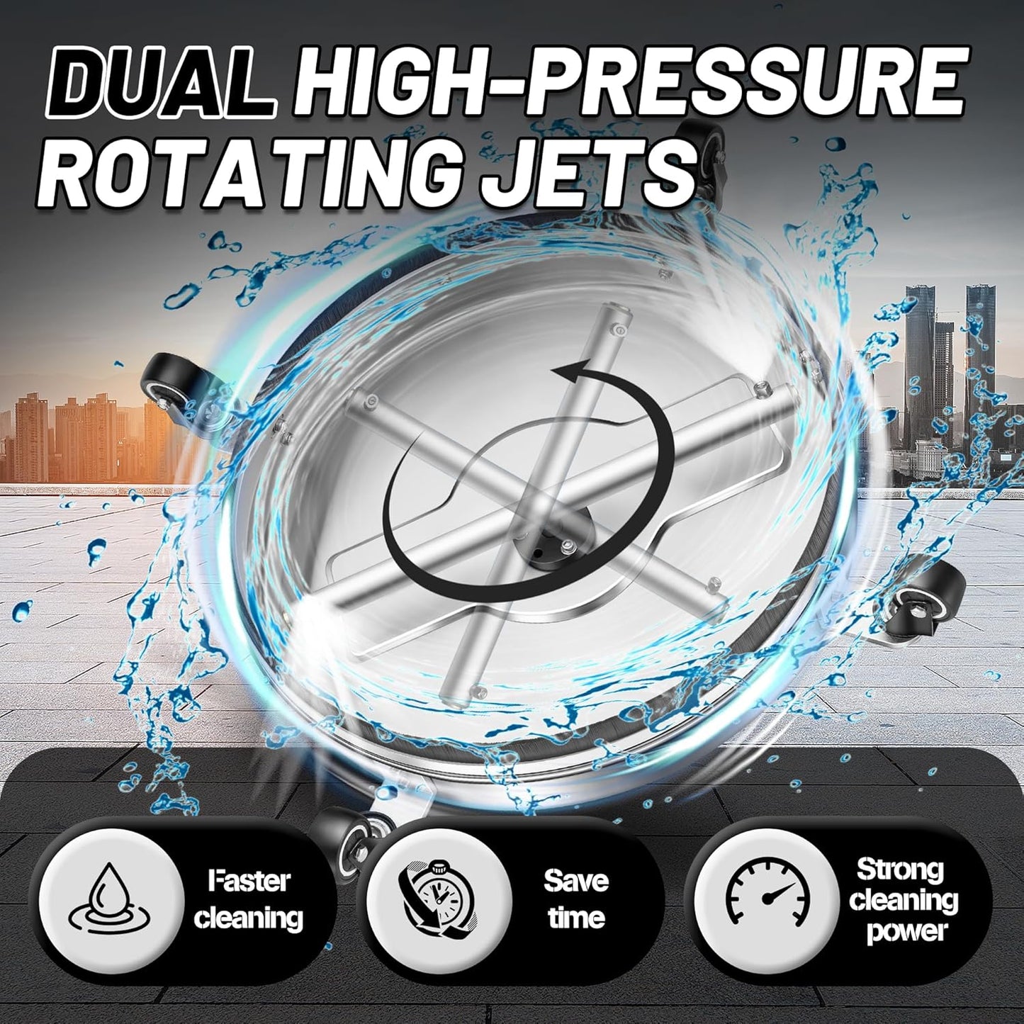 14" Pressure Washer Surface Cleaner with 4 Wheels