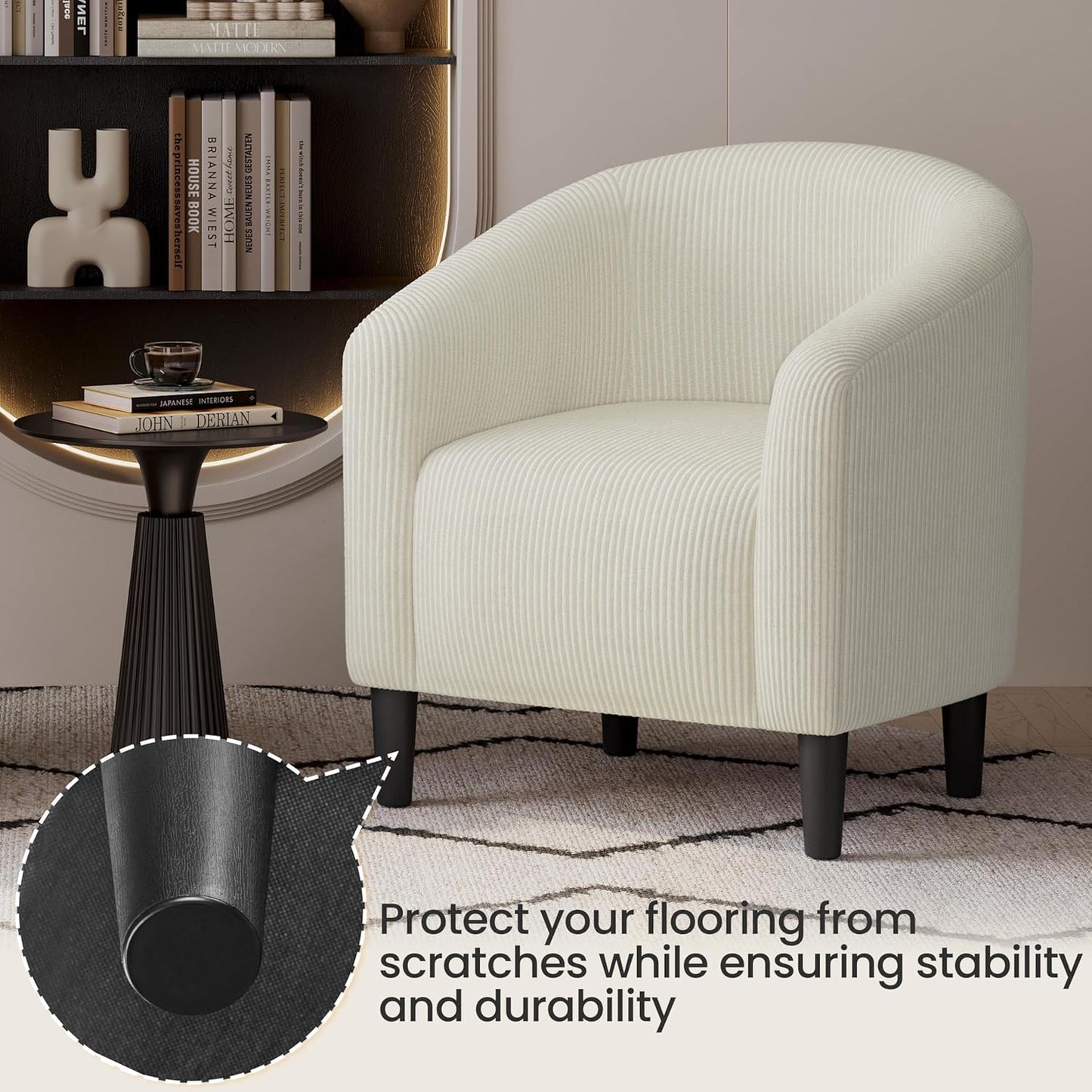 Yaheetech Accent Barrel Chair Boucle Fabric Club Chair