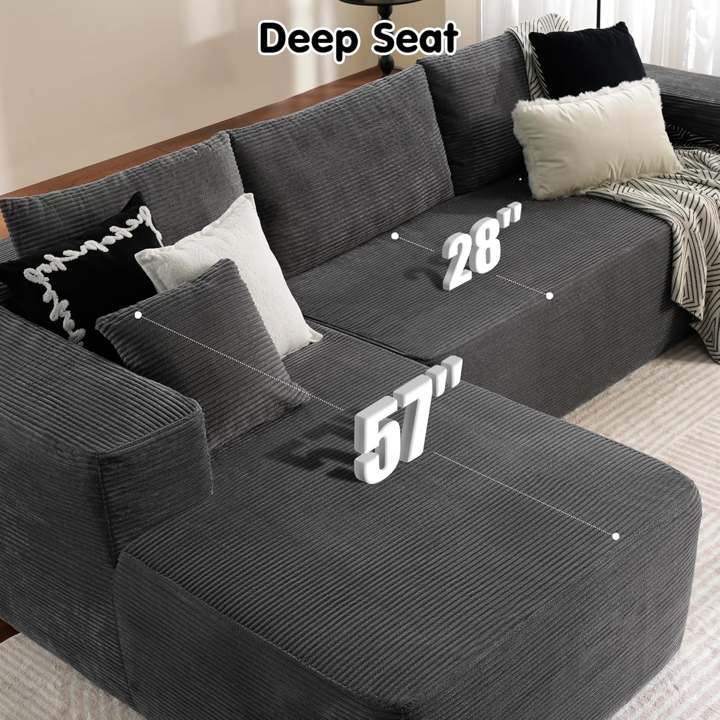 104" Cloud Sectional Couch with L-Shape Chaise