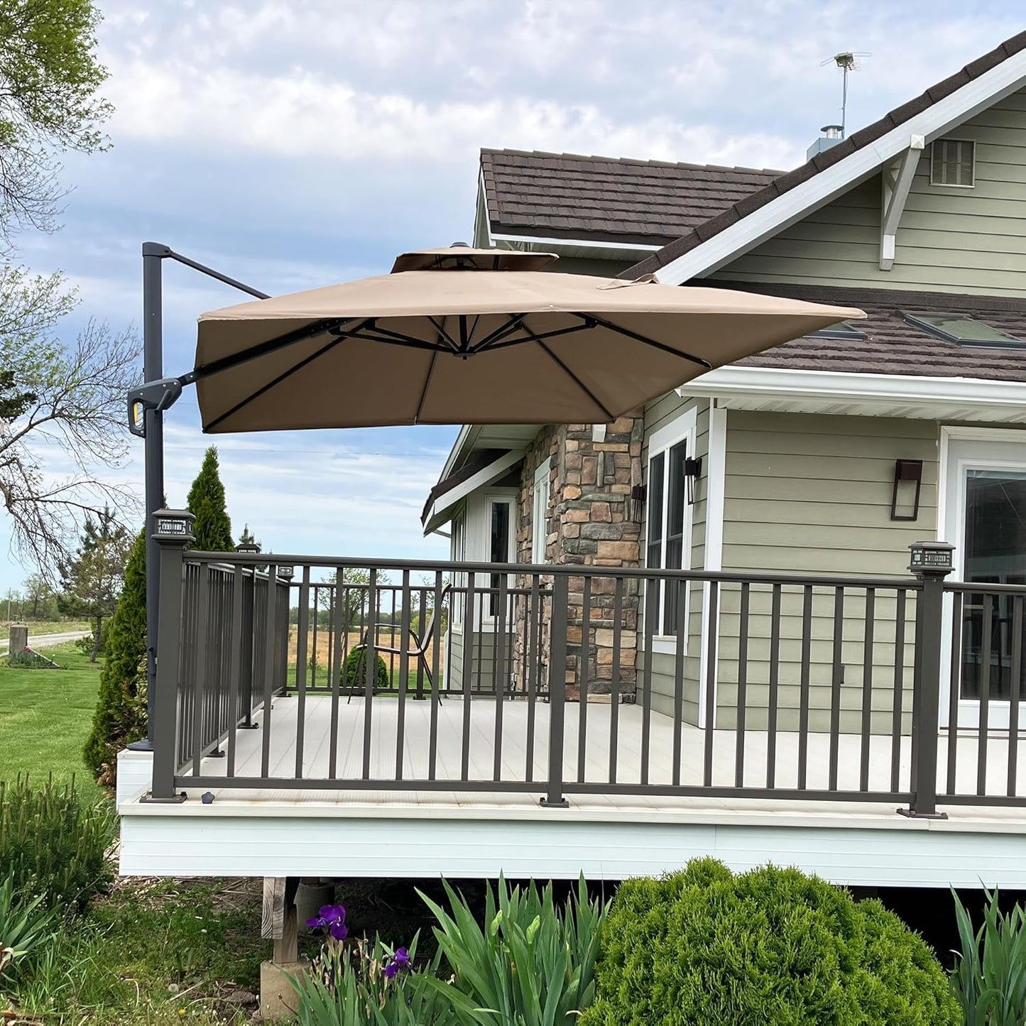 12ft Patio Umbrella with Base Large Outdoor Square Umbrella