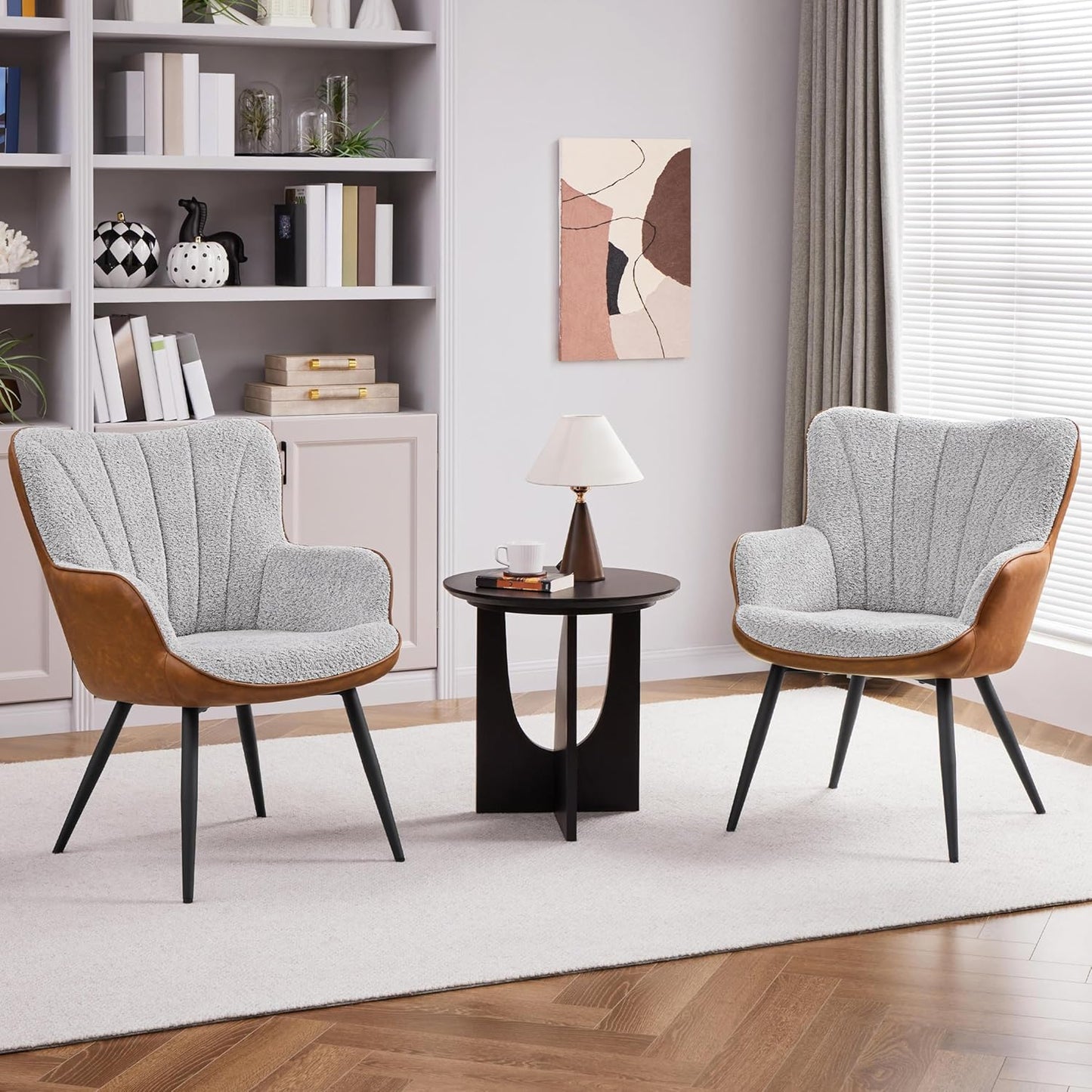 Yaheetech PU Leather Armchair Modern Accent Chair with Metal Legs