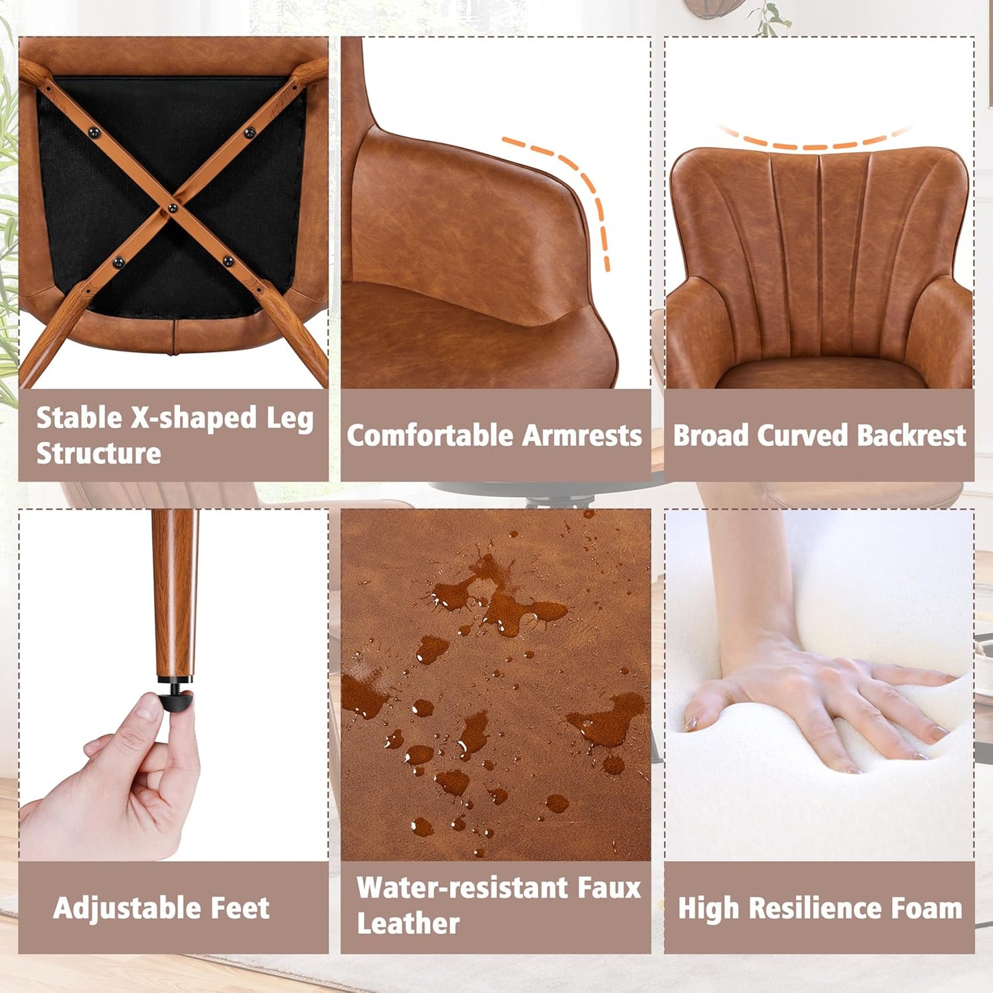 Yaheetech PU Leather Armchair Modern Accent Chair with Metal Legs