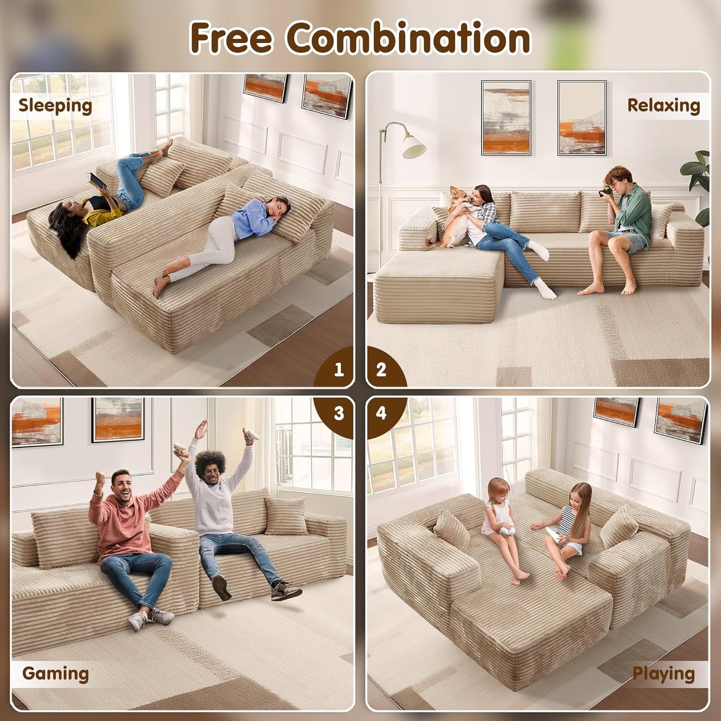 104" Cloud Sectional Couch with L-Shape Chaise