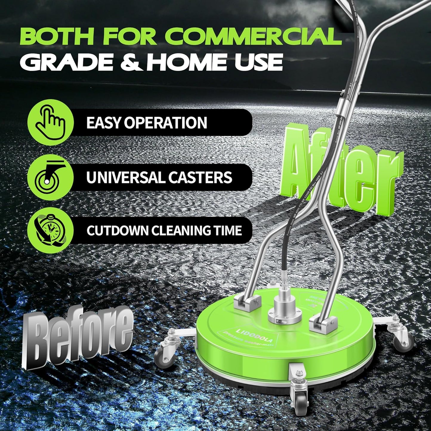 14" Pressure Washer Surface Cleaner with 4 Wheels