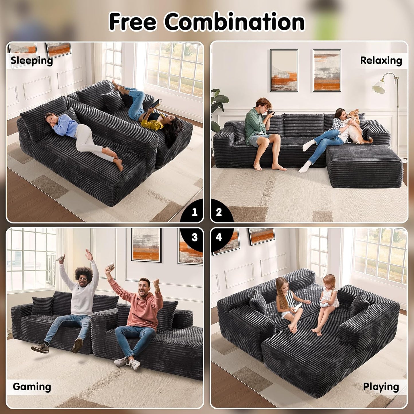 104" Cloud Sectional Couch with L-Shape Chaise