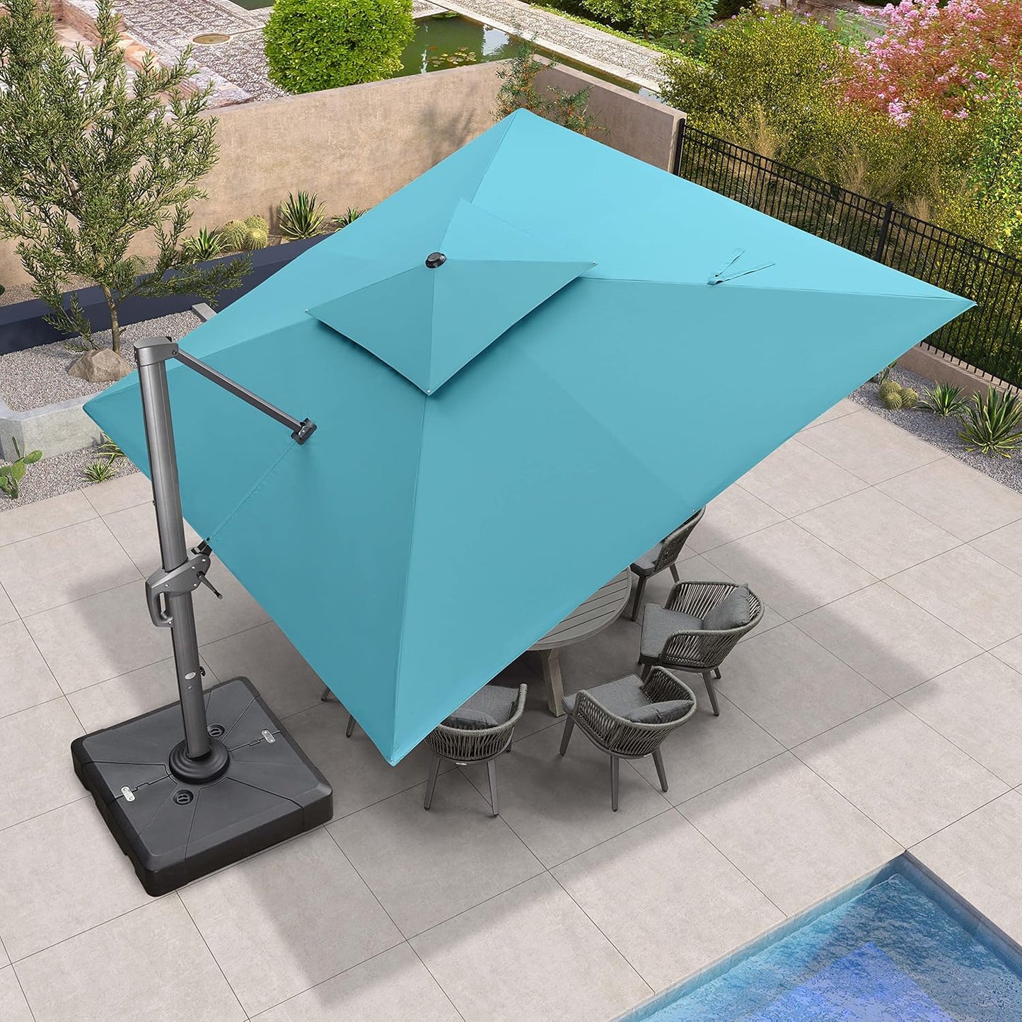 12ft Patio Umbrella with Base Large Outdoor Square Umbrella