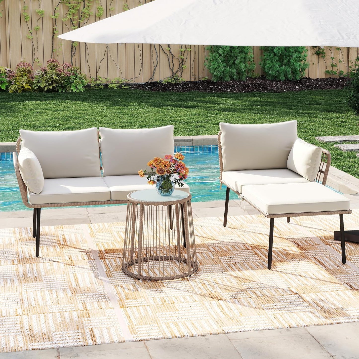 YITAHOME 5 Pieces Outdoor Patio Dining Table Chair Set