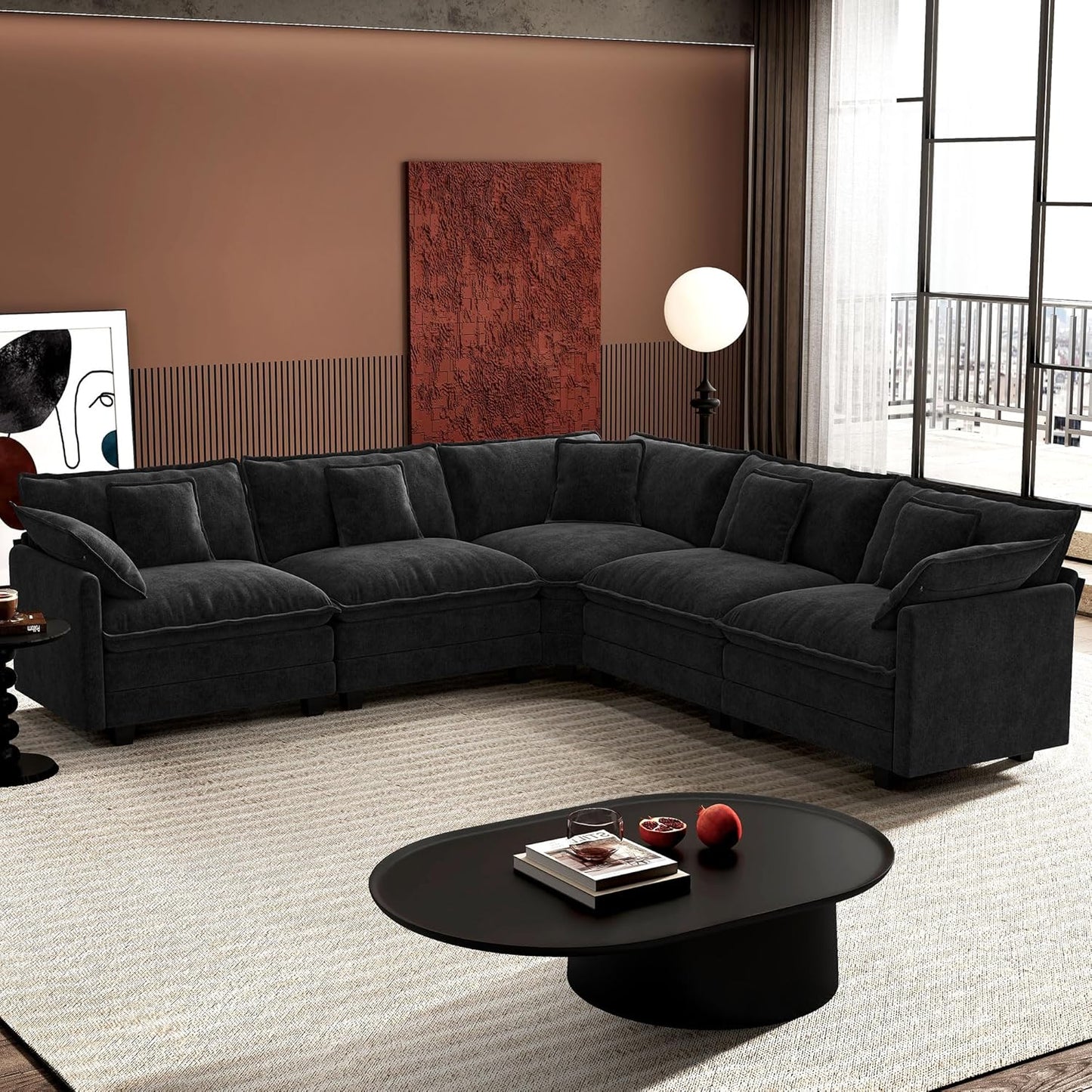 146" U-Shaped Modern Sofa Modular Sectional Cloud Couch