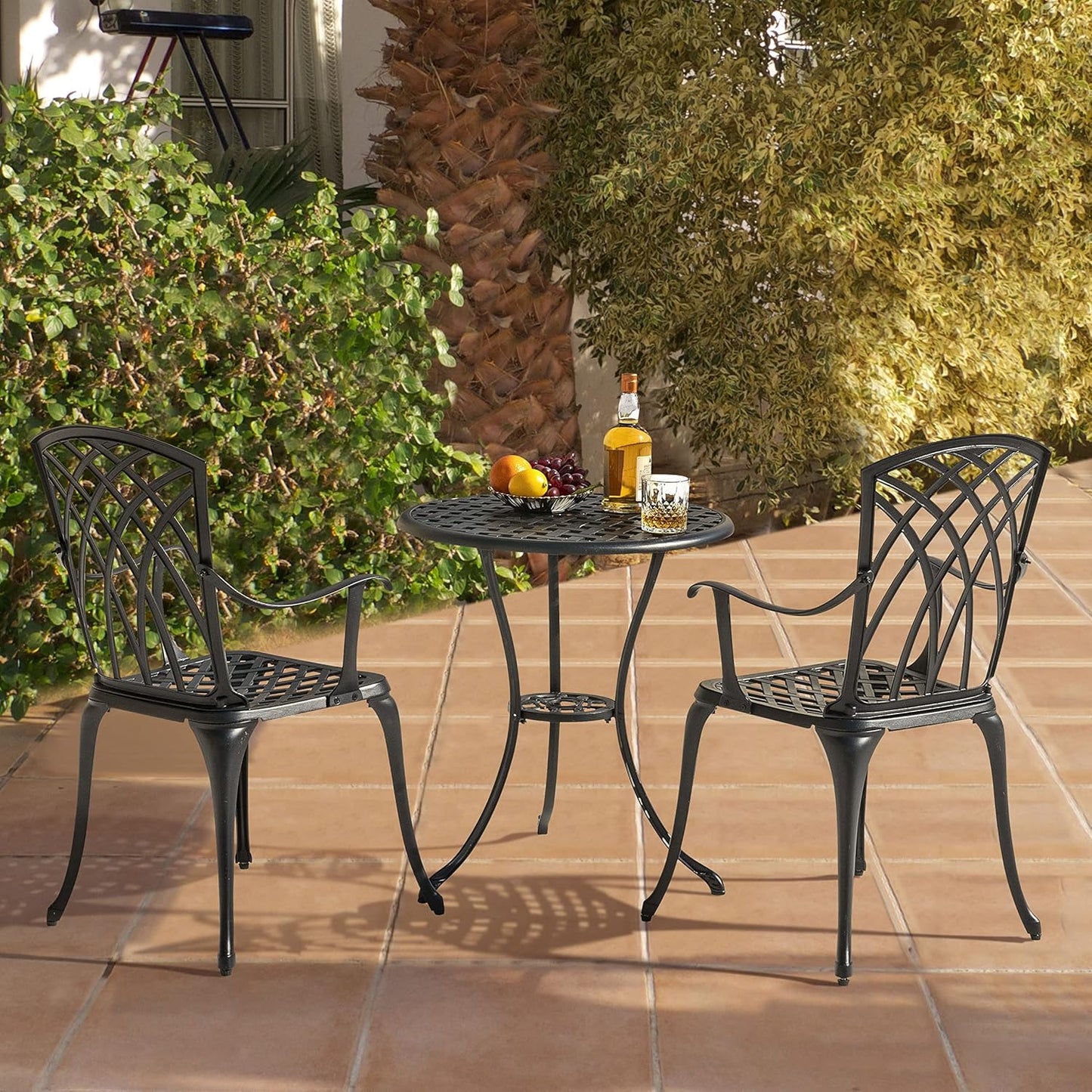 NUU GARDEN Bistro Set 3 Piece Outdoor Cast Aluminum Patio Bistro Set