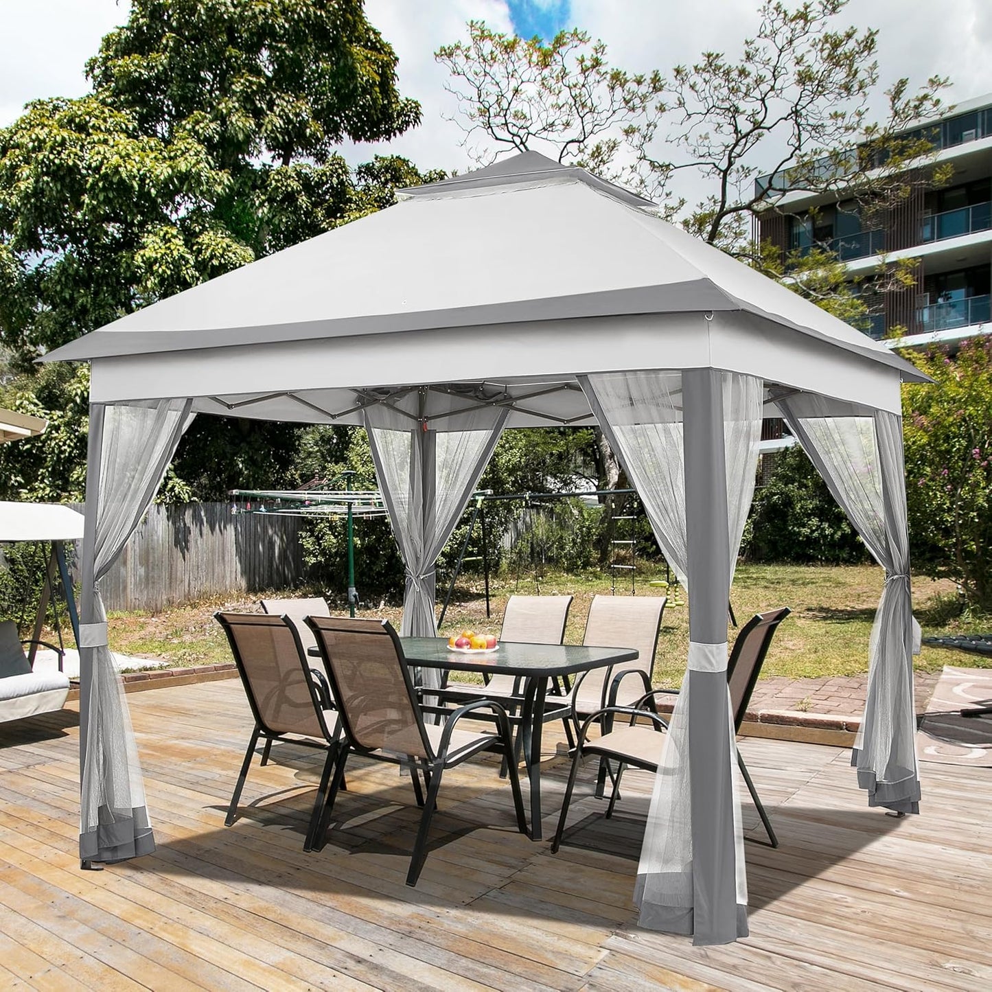 11x11 Pop Up Gazebo Canopy Tent with Mesh Netting and Sandbags