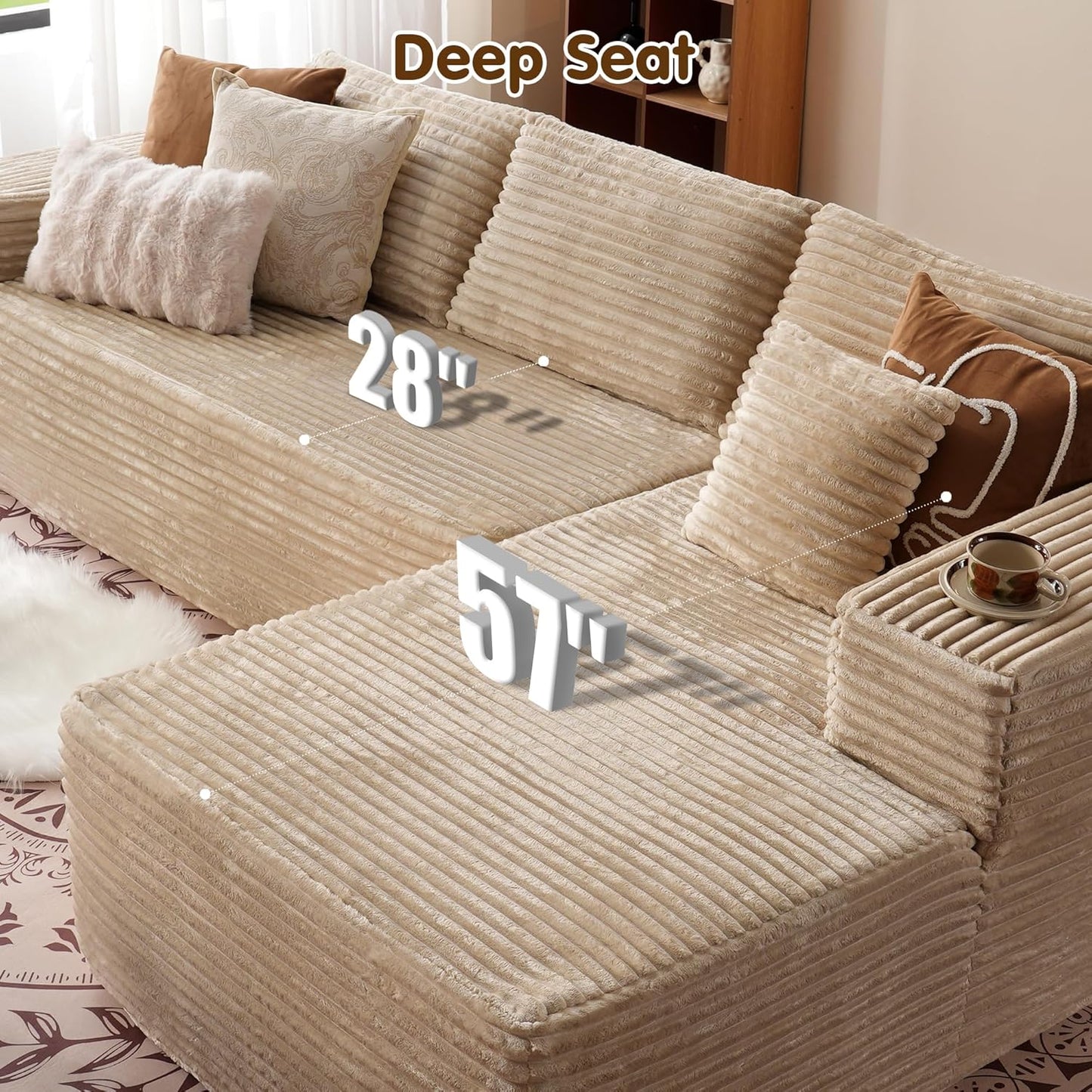 104" Cloud Sectional Couch with L-Shape Chaise
