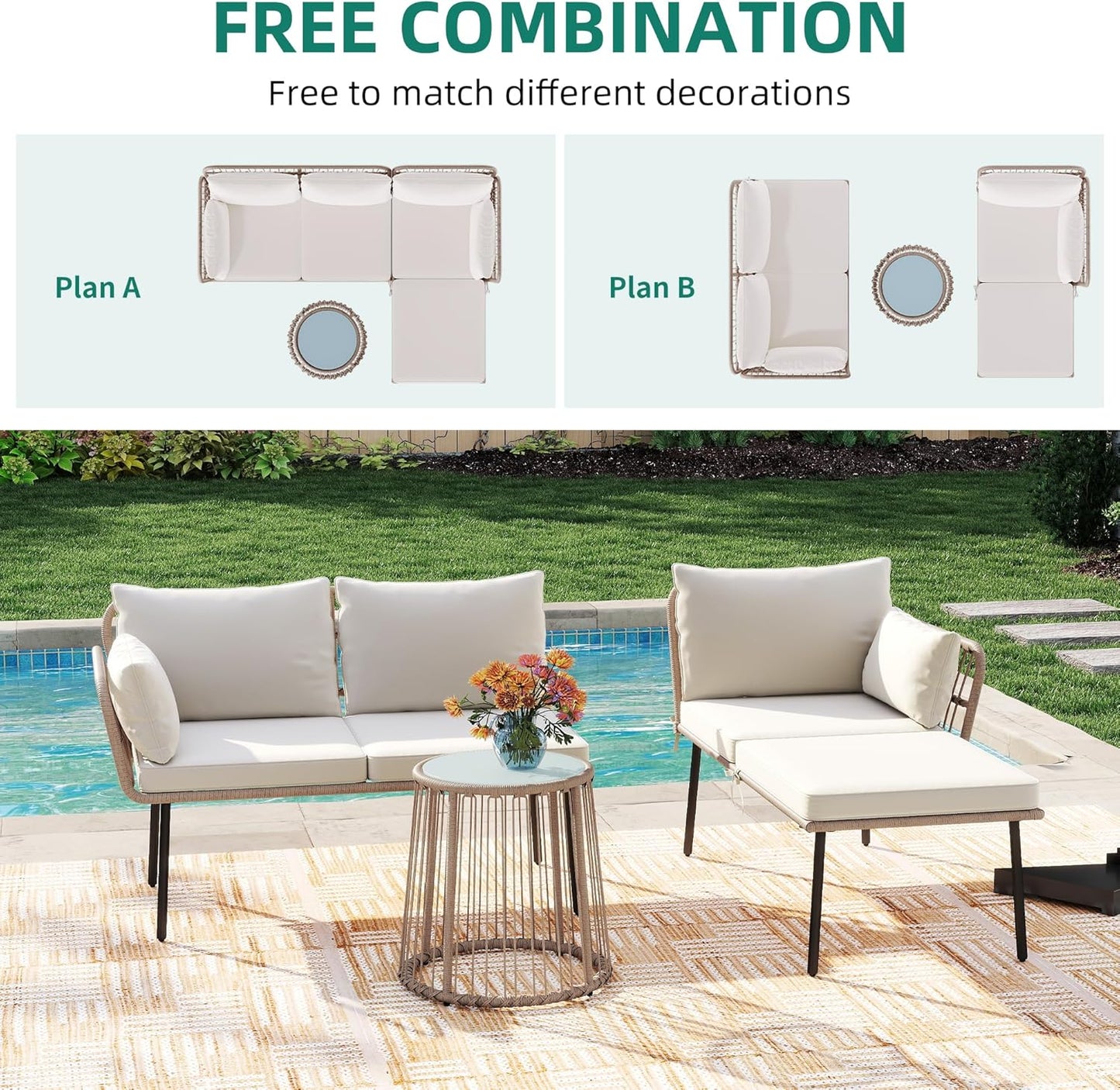 YITAHOME 5 Pieces Outdoor Patio Dining Table Chair Set