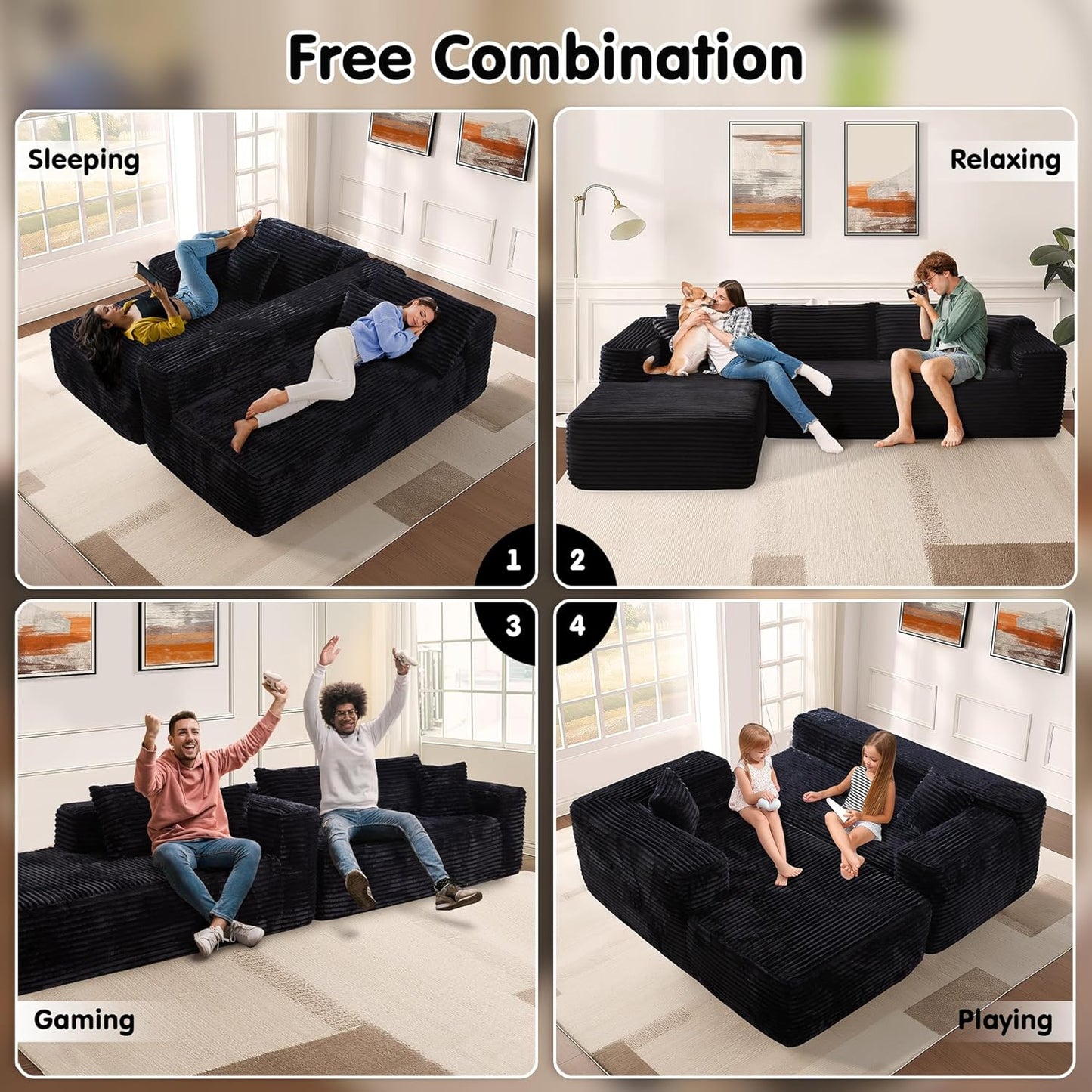 104" Cloud Sectional Couch with L-Shape Chaise