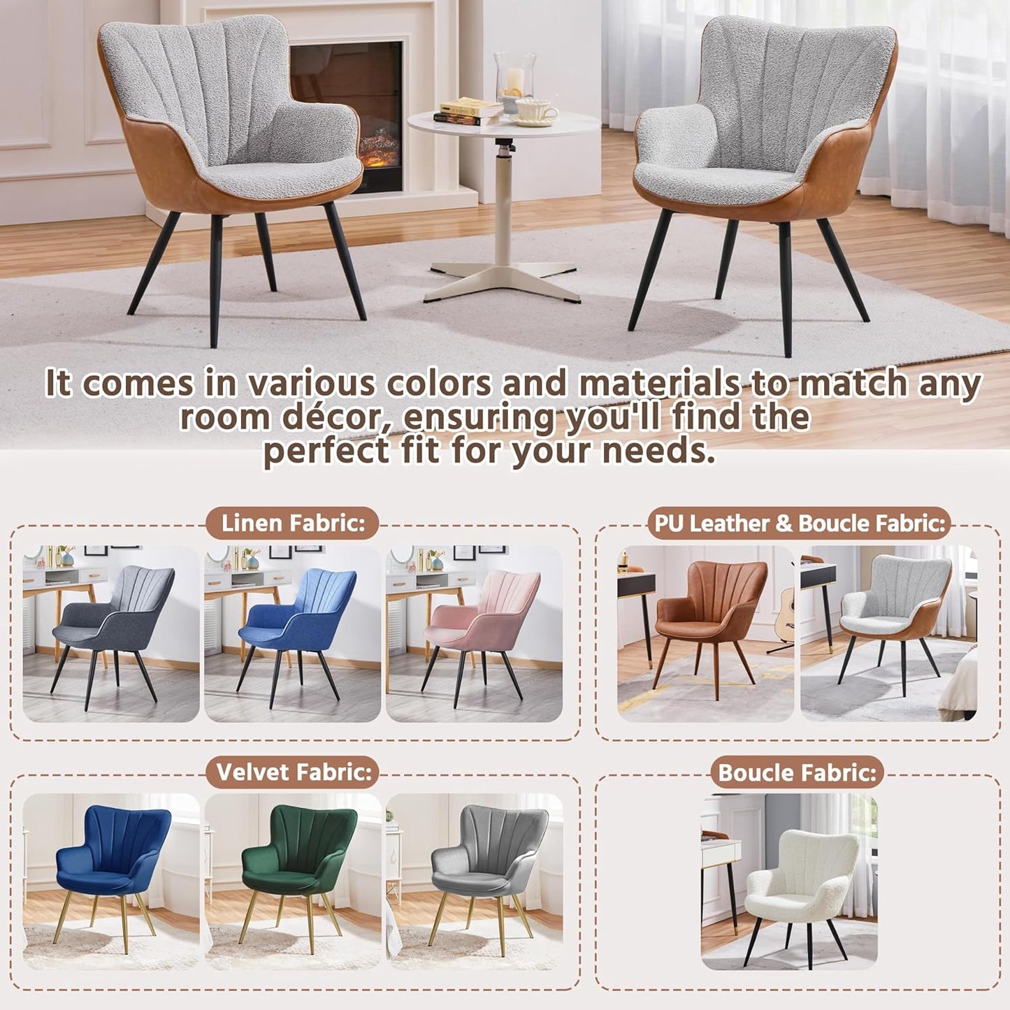 Yaheetech PU Leather Armchair Modern Accent Chair with Metal Legs