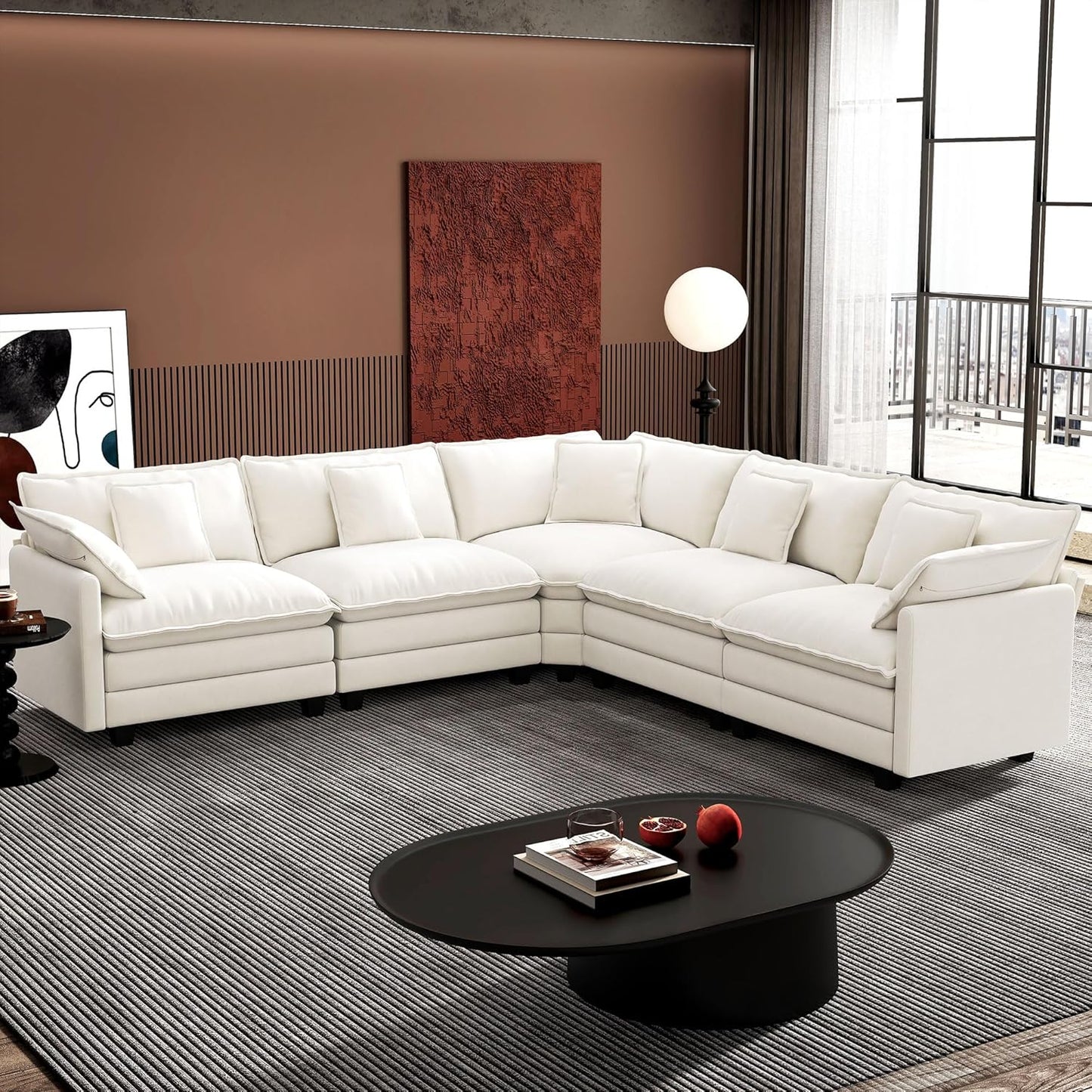 146" U-Shaped Modern Sofa Modular Sectional Cloud Couch