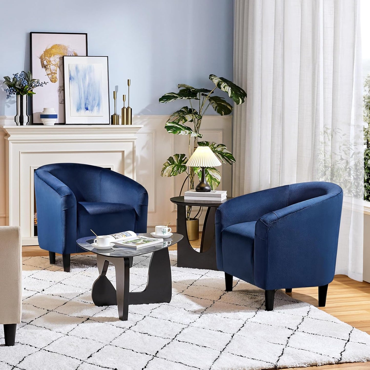 Yaheetech Accent Barrel Chair Boucle Fabric Club Chair