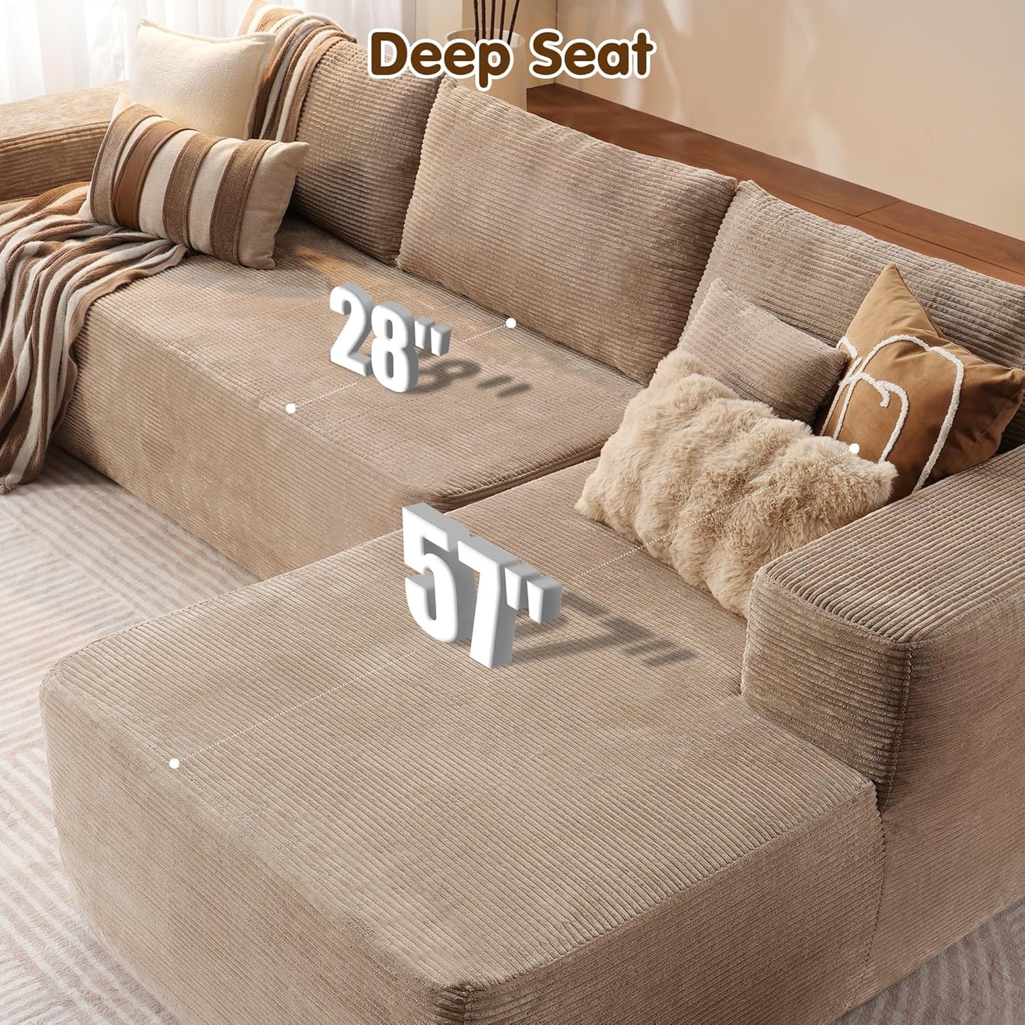 104" Cloud Sectional Couch with L-Shape Chaise