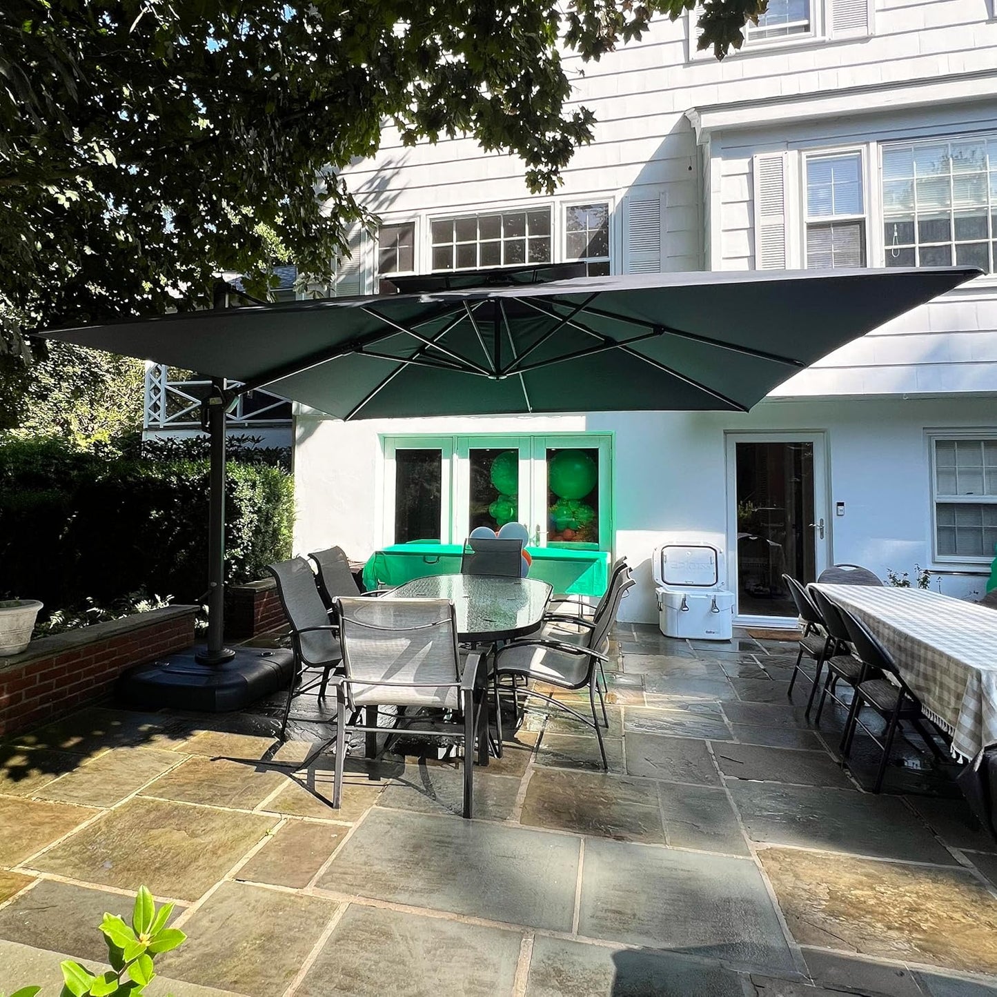 12ft Patio Umbrella with Base Large Outdoor Square Umbrella