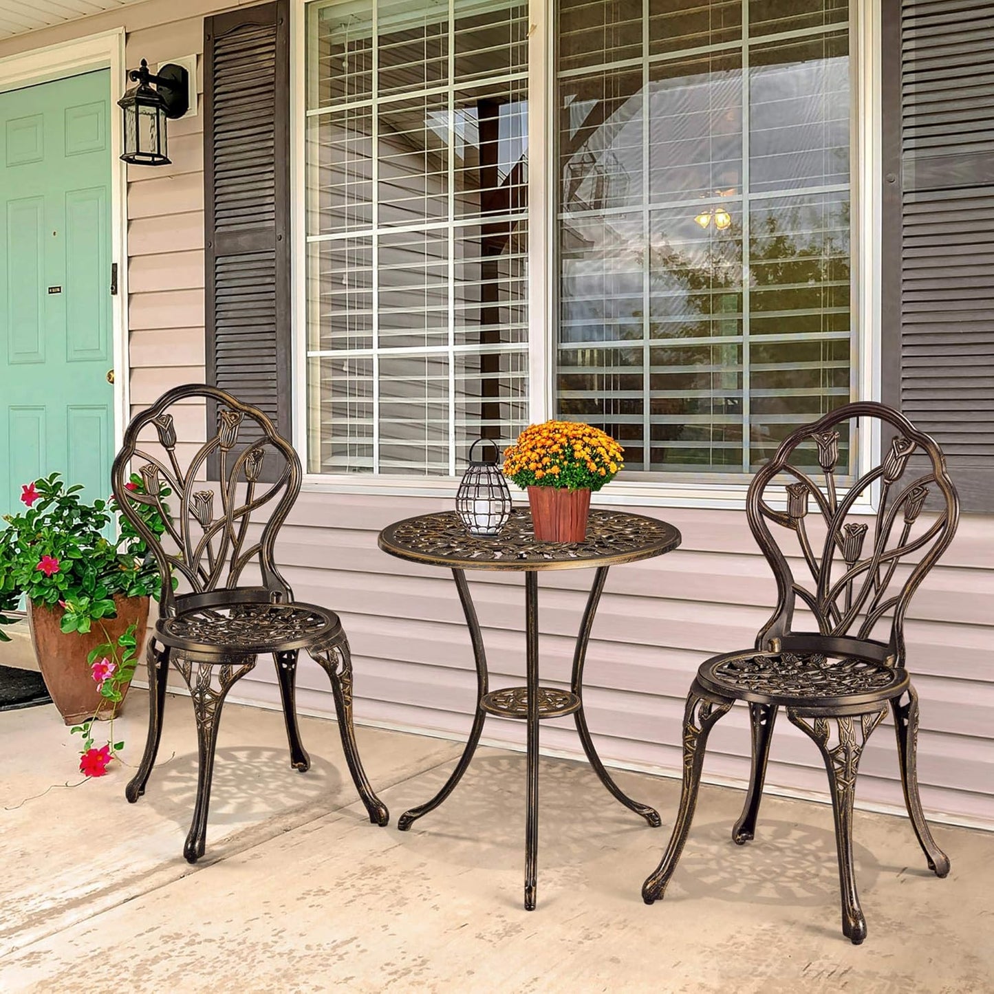 Yaheetech 3-Piece Outdoor Bistro Set w/Floral Design