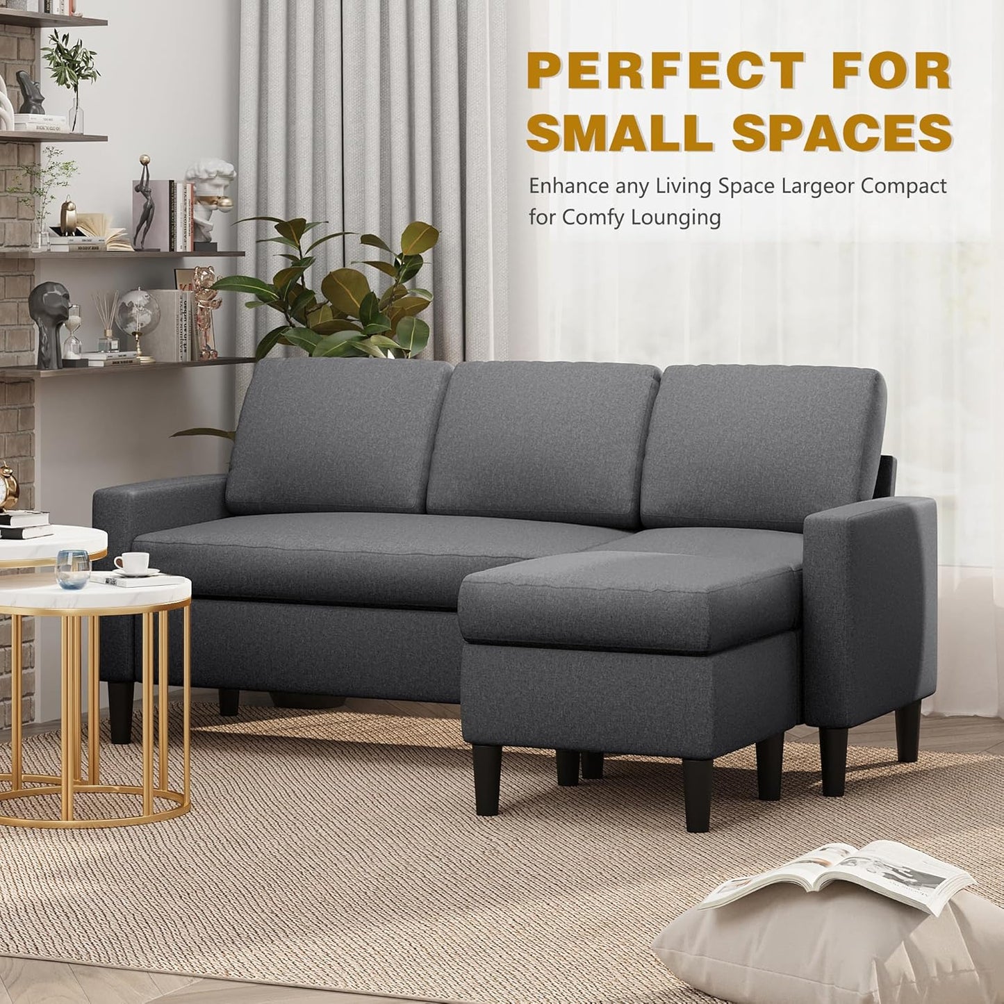 110 Inch U Shaped Sectional Sofa with Double Chaise Black