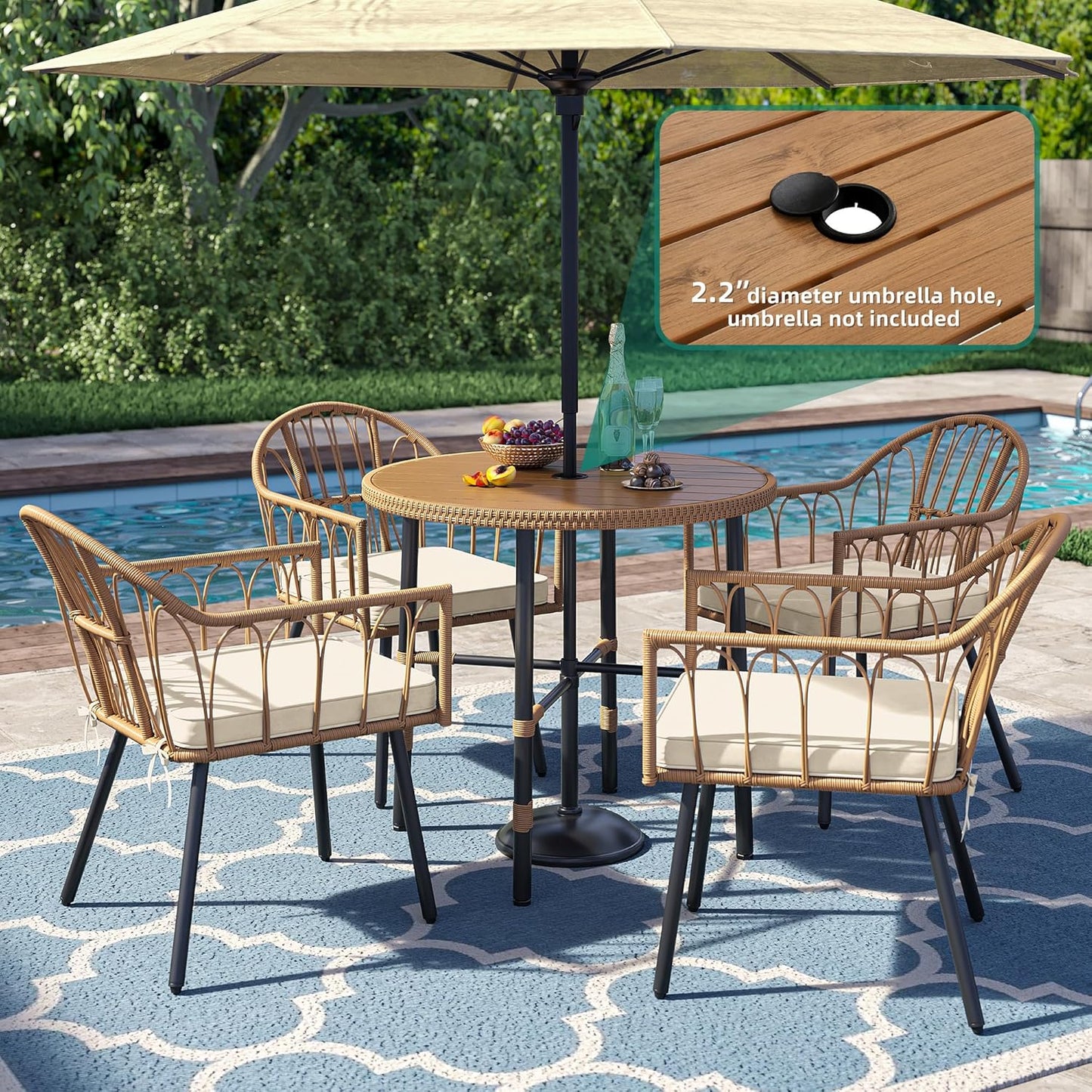 YITAHOME 5 Pieces Outdoor Patio Dining Table Chair Set