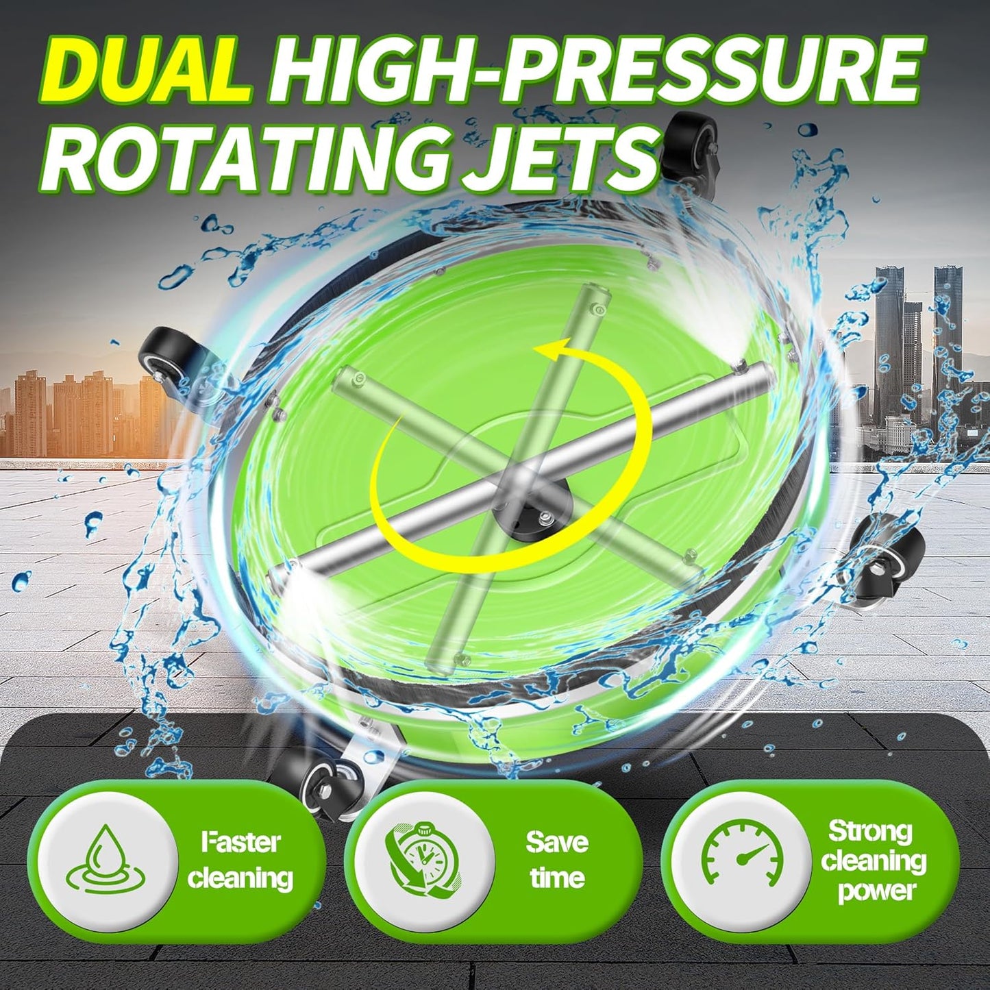 14" Pressure Washer Surface Cleaner with 4 Wheels
