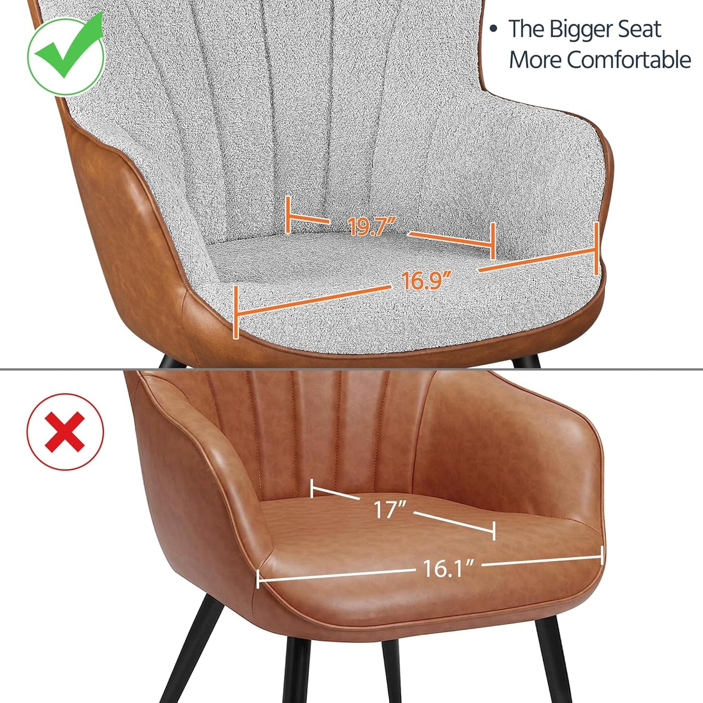 Yaheetech PU Leather Armchair Modern Accent Chair with Metal Legs