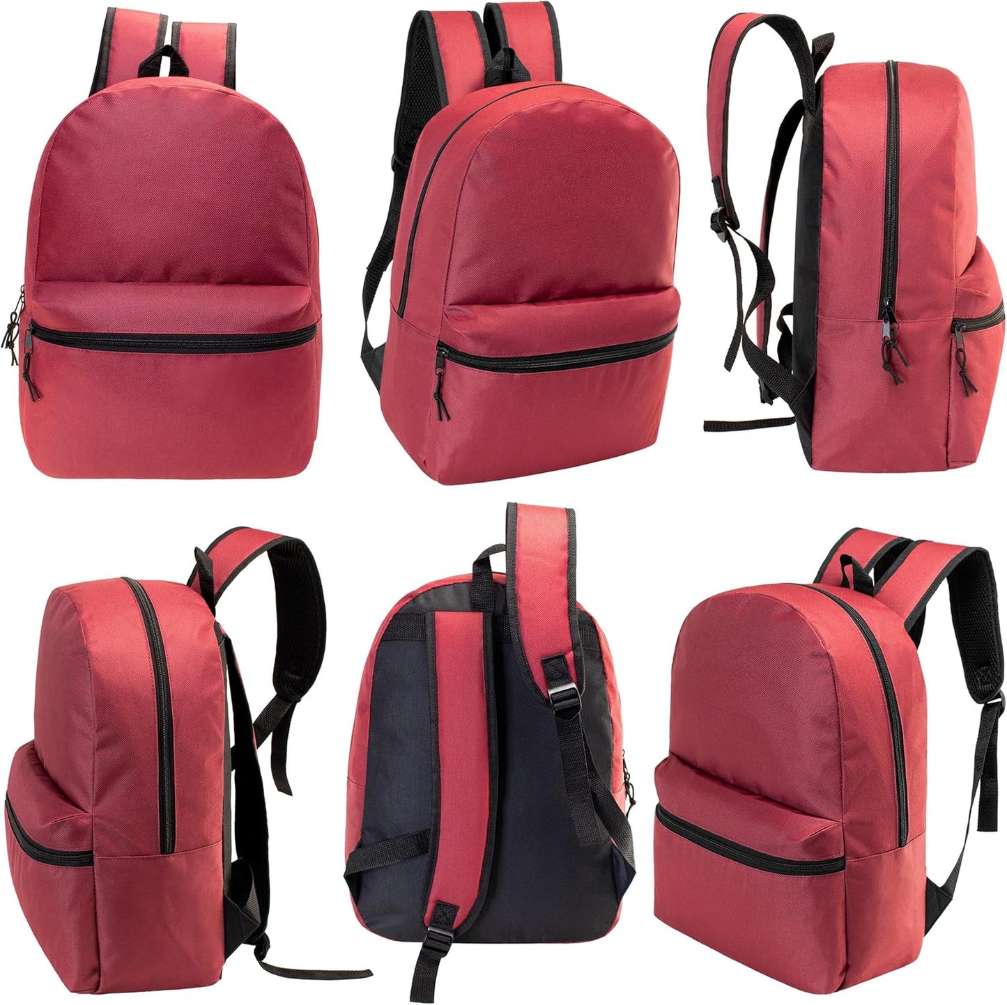 24 Pack 15 Inch Kids Backpacks in Bulk 12 Assorted Colors