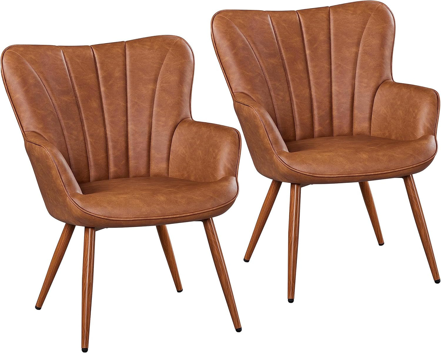 Yaheetech PU Leather Armchair Modern Accent Chair with Metal Legs