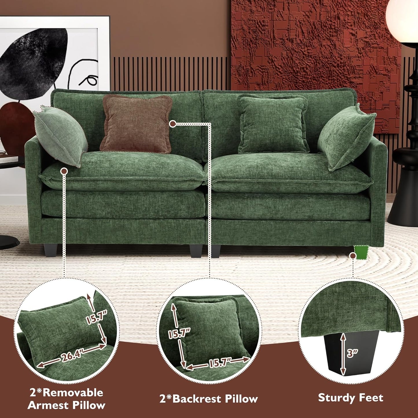 146" U-Shaped Modern Sofa Modular Sectional Cloud Couch