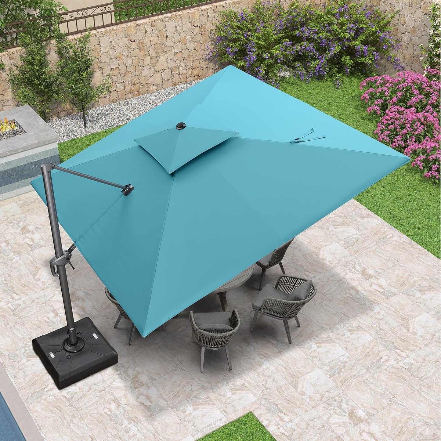 12ft Patio Umbrella with Base Large Outdoor Square Umbrella