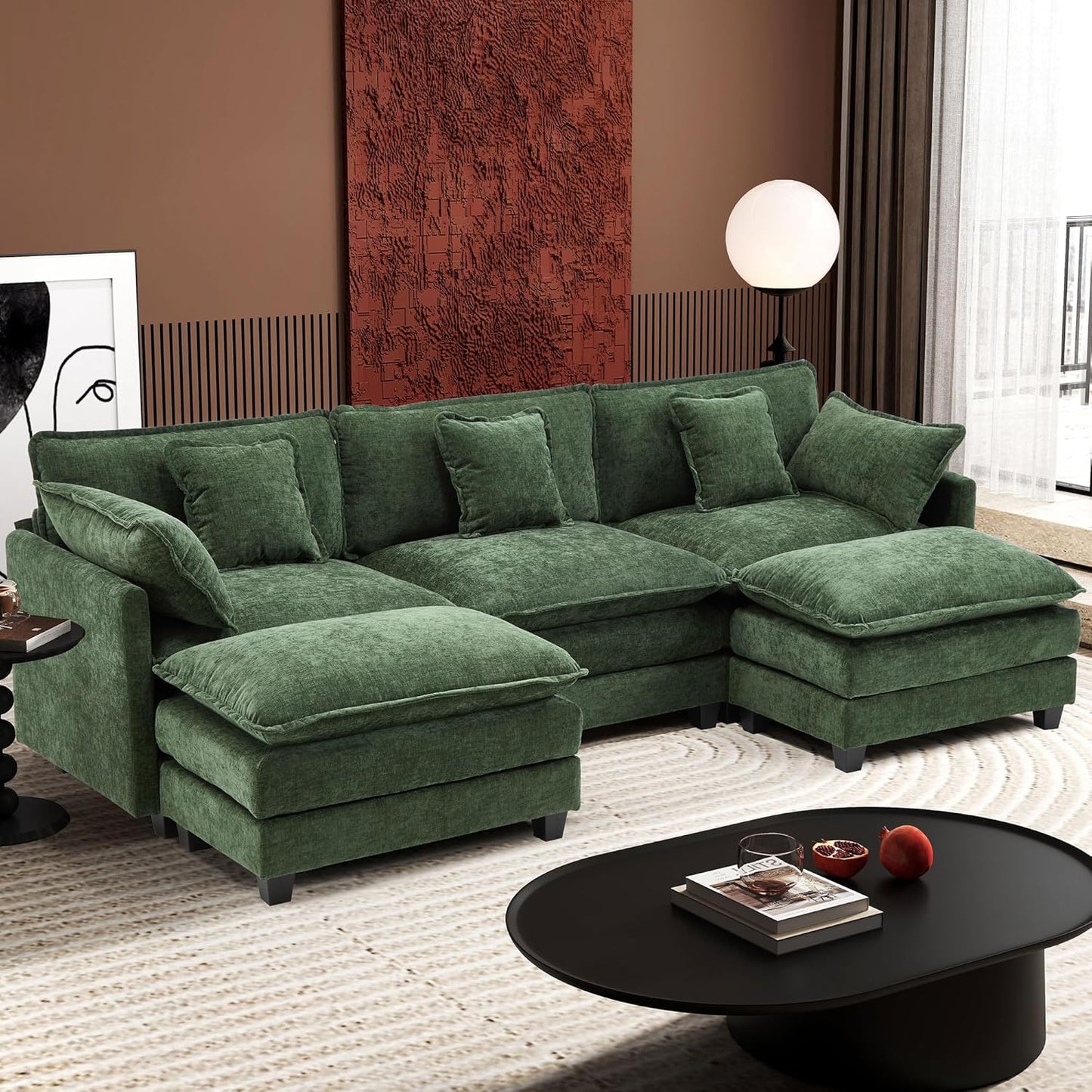 146" U-Shaped Modern Sofa Modular Sectional Cloud Couch