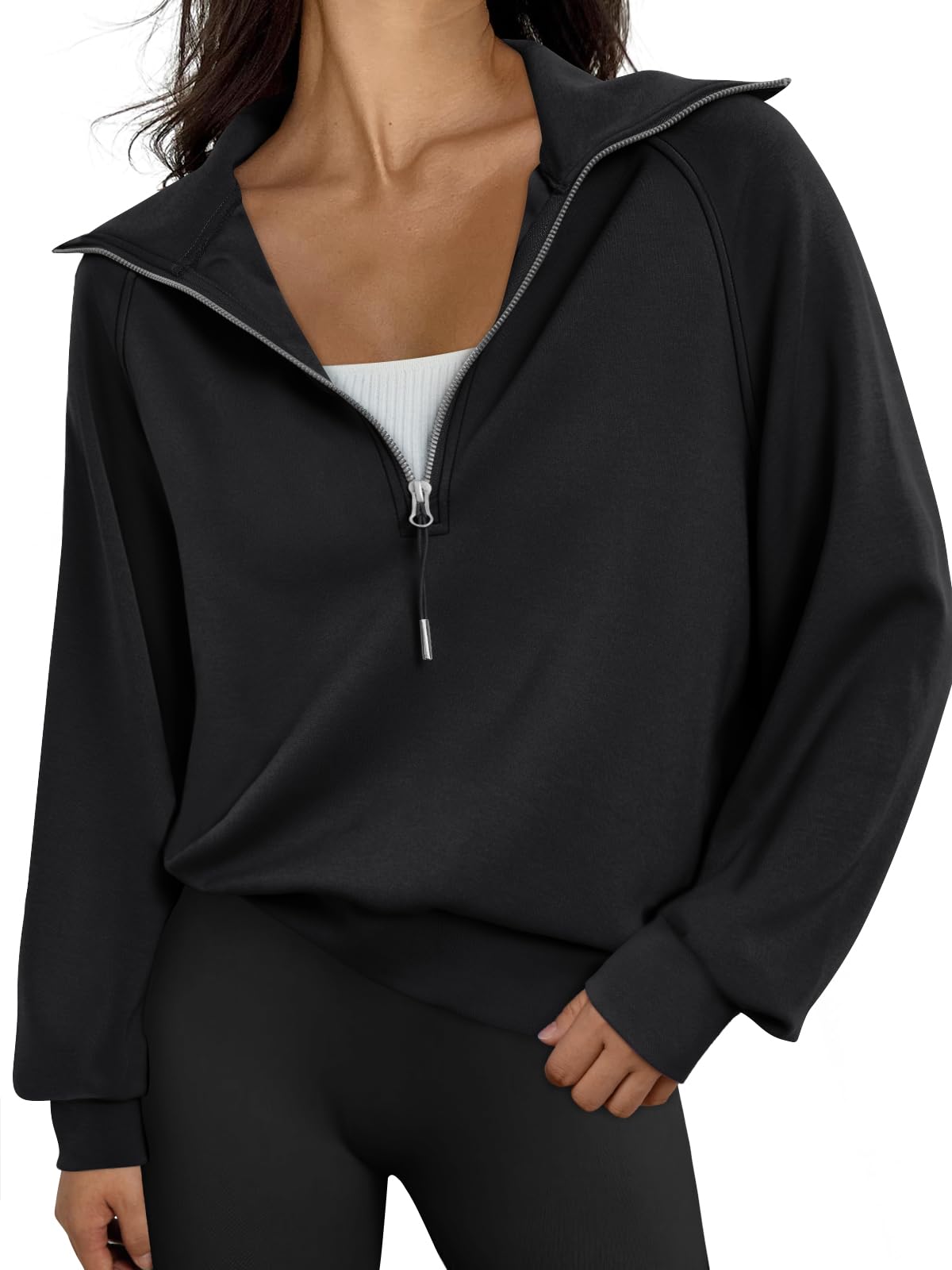Womens Oversized Sweatshirts Half Zip Pullover Long