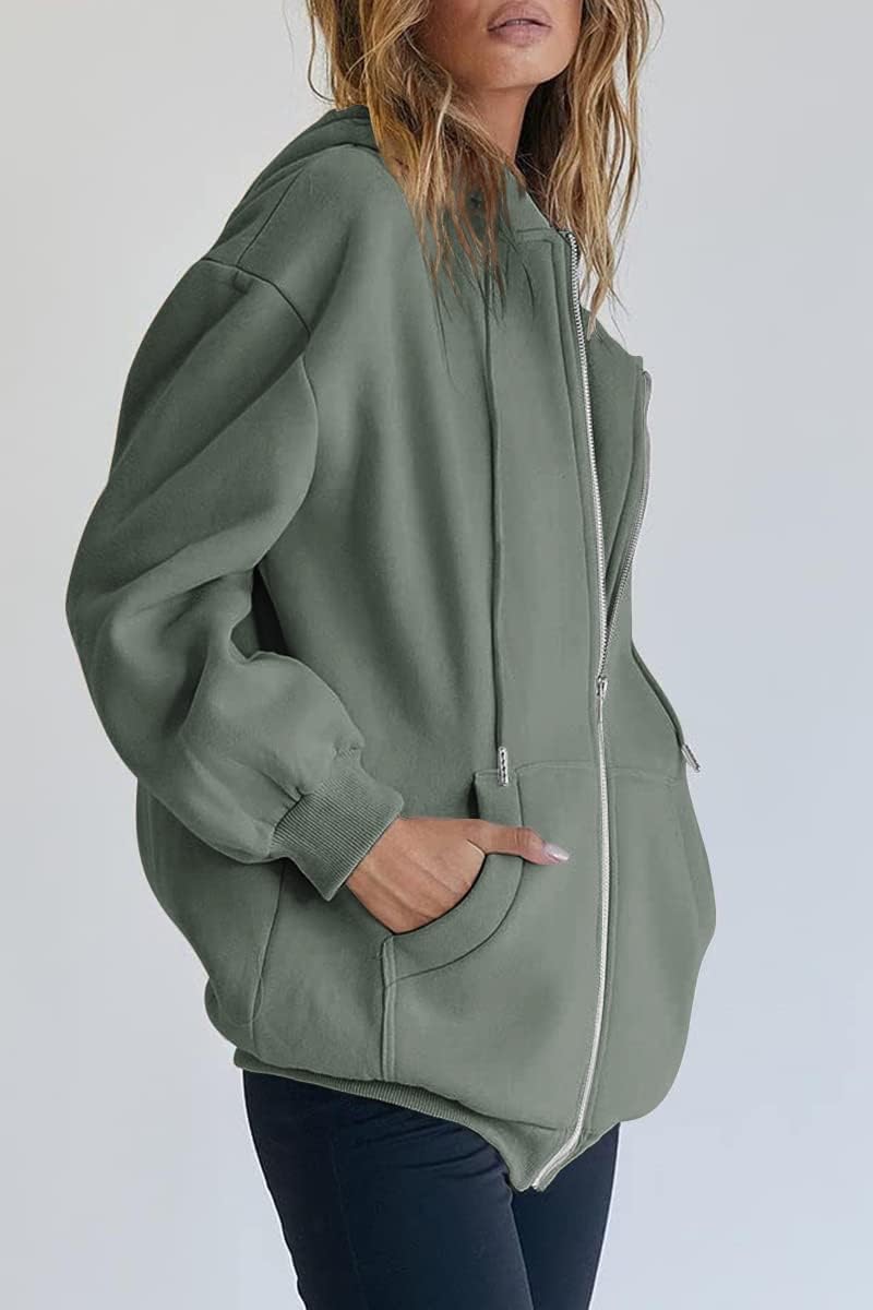 Womens Zip Up Hoodies Long Sleeve Fall Oversized Sweatshirts