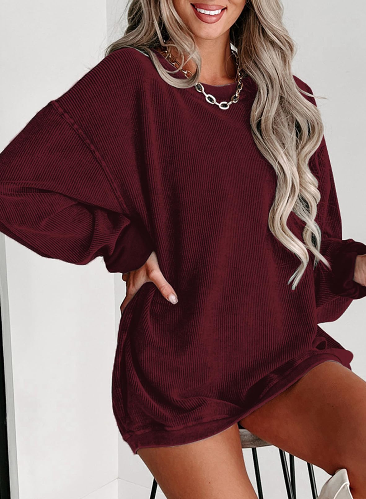 Women Casual Oversized Long Sleeve Crewneck Sweatshirts