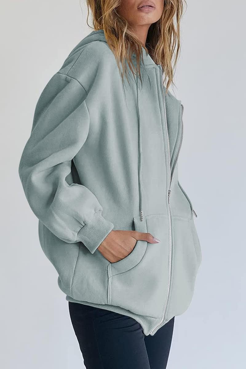 Womens Zip Up Hoodies Long Sleeve Fall Oversized Sweatshirts
