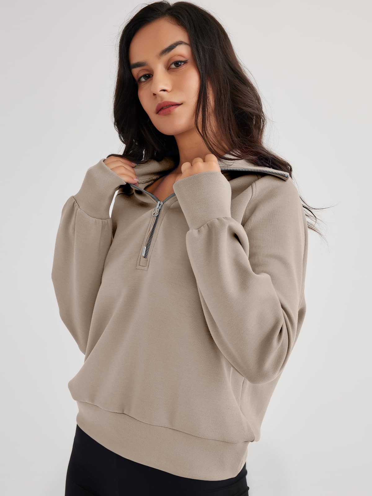 Womens Oversized Sweatshirts Half Zip Pullover Long