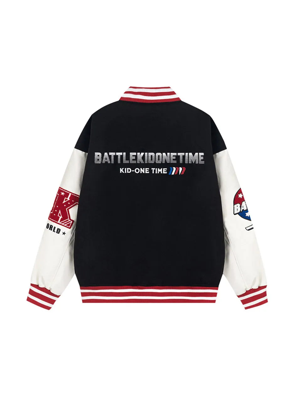 Letter Patchwork Element Baseball Jacket for Men