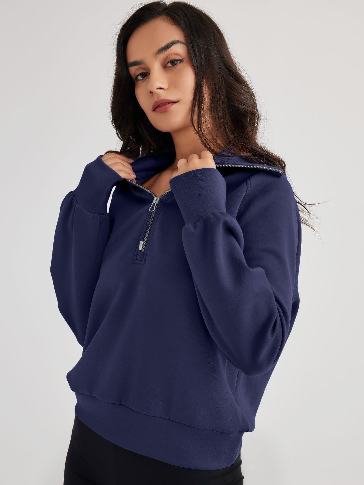 Womens Oversized Sweatshirts Half Zip Pullover Long
